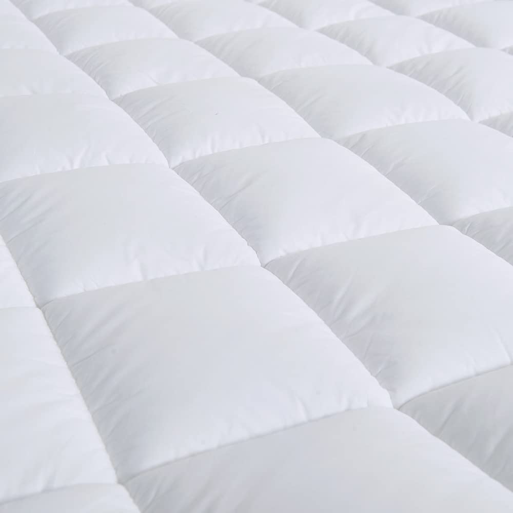 Sacred Thread Quilted Fitted Mattress Pad, Cooling Mattress Topper with 18 Inch Deep Pockets, 100% Cotton Mattress Cover, Breathable
