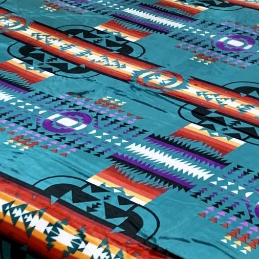 Sacred Thread Sherpa Fleece Blanket, Southwestern Aztec Queen Blanket, Native American Throw Blanket for Sofa & Bed, Choose from 10 Colors and 4 Sizes