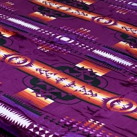 Sacred Thread Sherpa Fleece Blanket, Southwestern Aztec Queen Blanket, Native American Throw Blanket for Sofa & Bed, Choose from 10 Colors and 4 Sizes