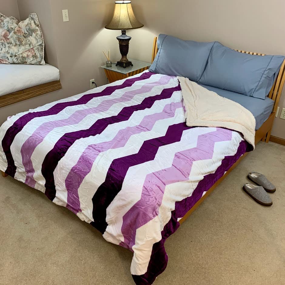 Sacred Thread Sherpa Fleece Blanket, Super Fuzzy, Soft and Cozy Queen Blanket, Plush Throw Blanket for Sofa, Couch and Bed, Reversible Winter Blanket, 25+ Designs Available