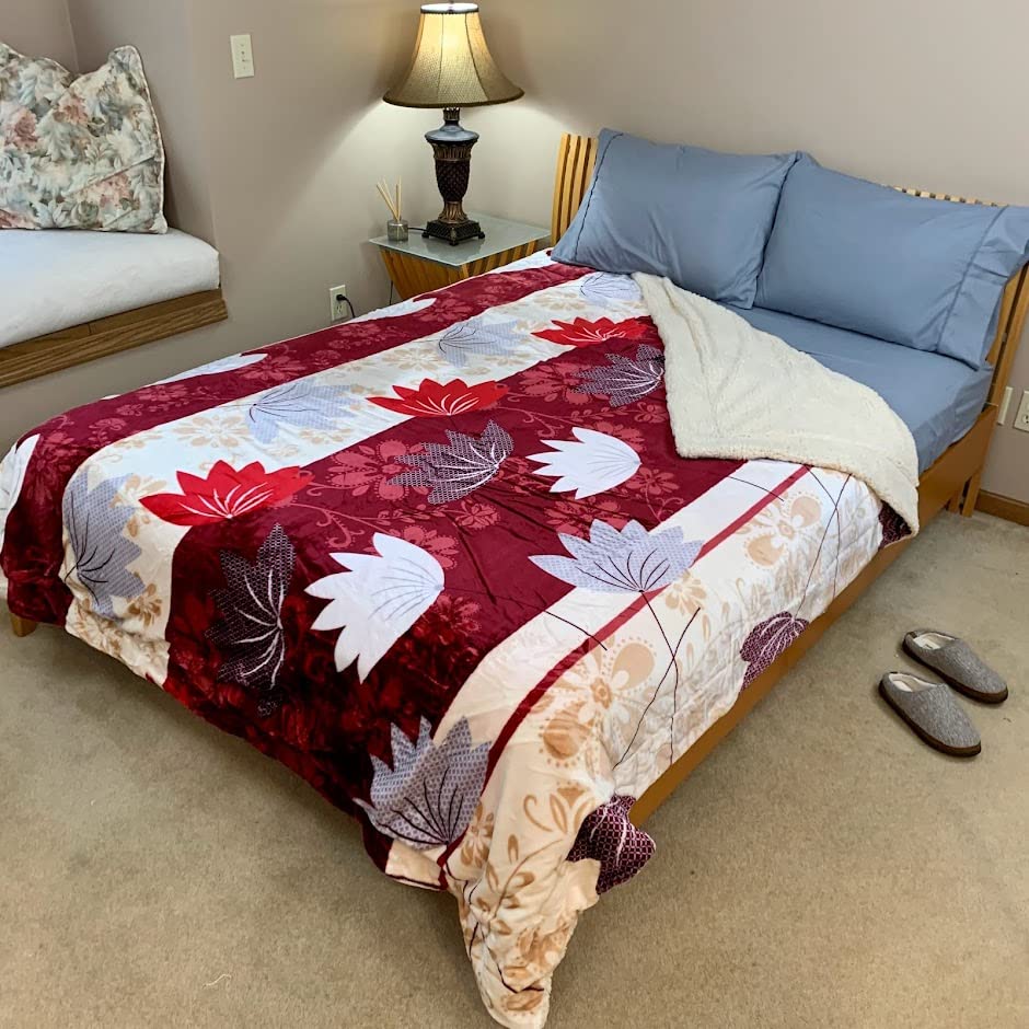 Sacred Thread Sherpa Fleece Blanket, Super Fuzzy, Soft and Cozy Queen Blanket, Plush Throw Blanket for Sofa, Couch and Bed, Reversible Winter Blanket, 25+ Designs Available