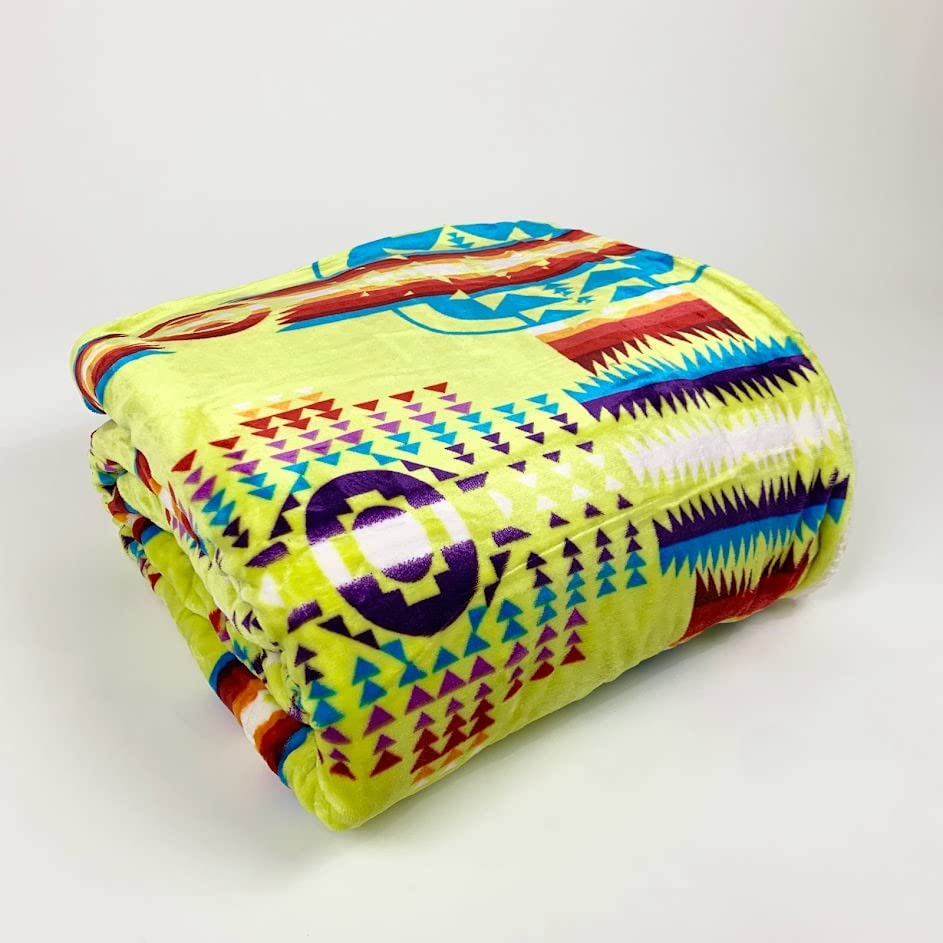 Sacred Thread Sherpa Fleece Blanket, Southwestern Aztec Queen Blanket, Native American Throw Blanket for Sofa & Bed, Choose from 10 Colors and 4 Sizes