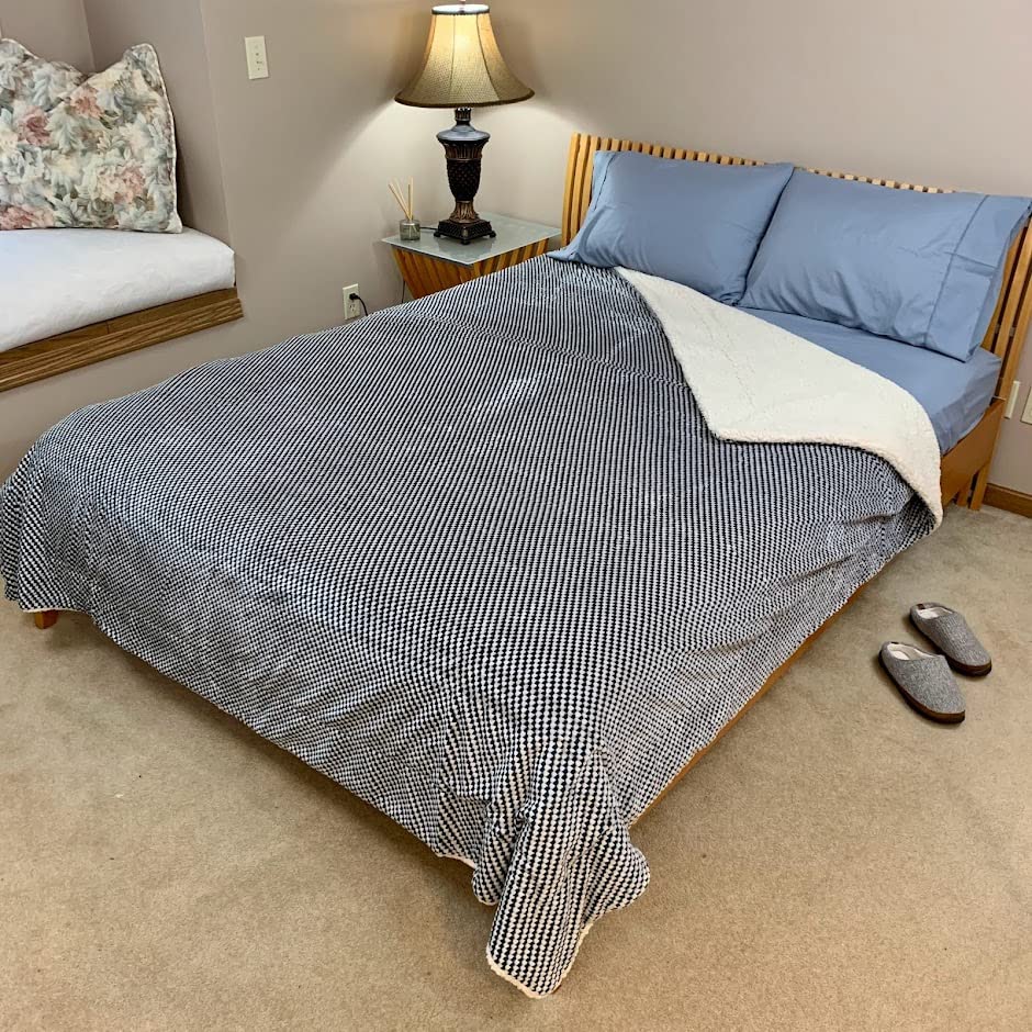 Sacred Thread Sherpa Fleece Blanket, Super Fuzzy, Soft and Cozy Queen Blanket, Plush Throw Blanket for Sofa, Couch and Bed, Reversible Winter Blanket, 25+ Designs Available