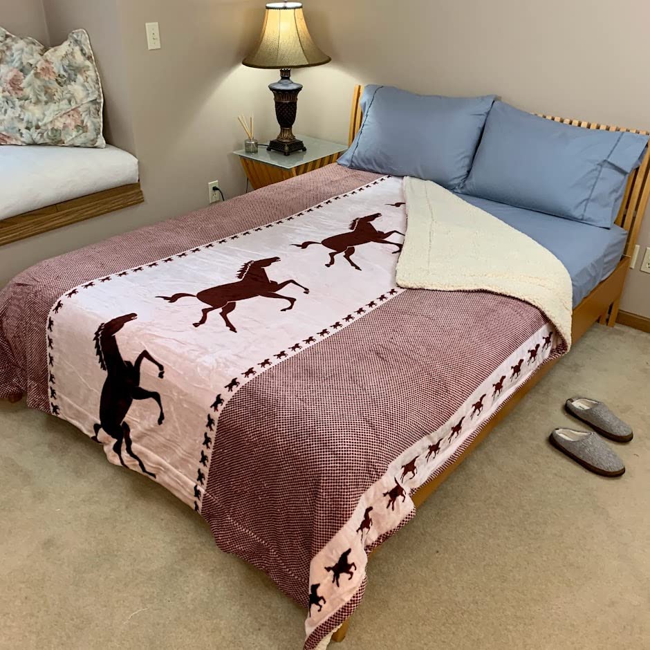 Sacred Thread Sherpa Fleece Blanket, Super Fuzzy, Soft and Cozy Queen Blanket, Plush Throw Blanket for Sofa, Couch and Bed, Reversible Winter Blanket, 25+ Designs Available