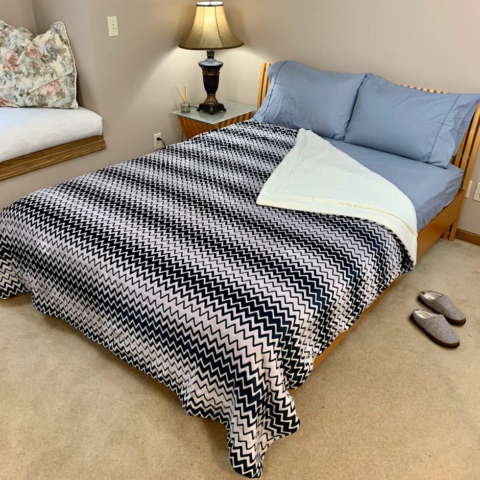 Sacred Thread Sherpa Fleece Blanket, Super Fuzzy, Soft and Cozy Queen Blanket, Plush Throw Blanket for Sofa, Couch and Bed, Reversible Winter Blanket, 25+ Designs Available
