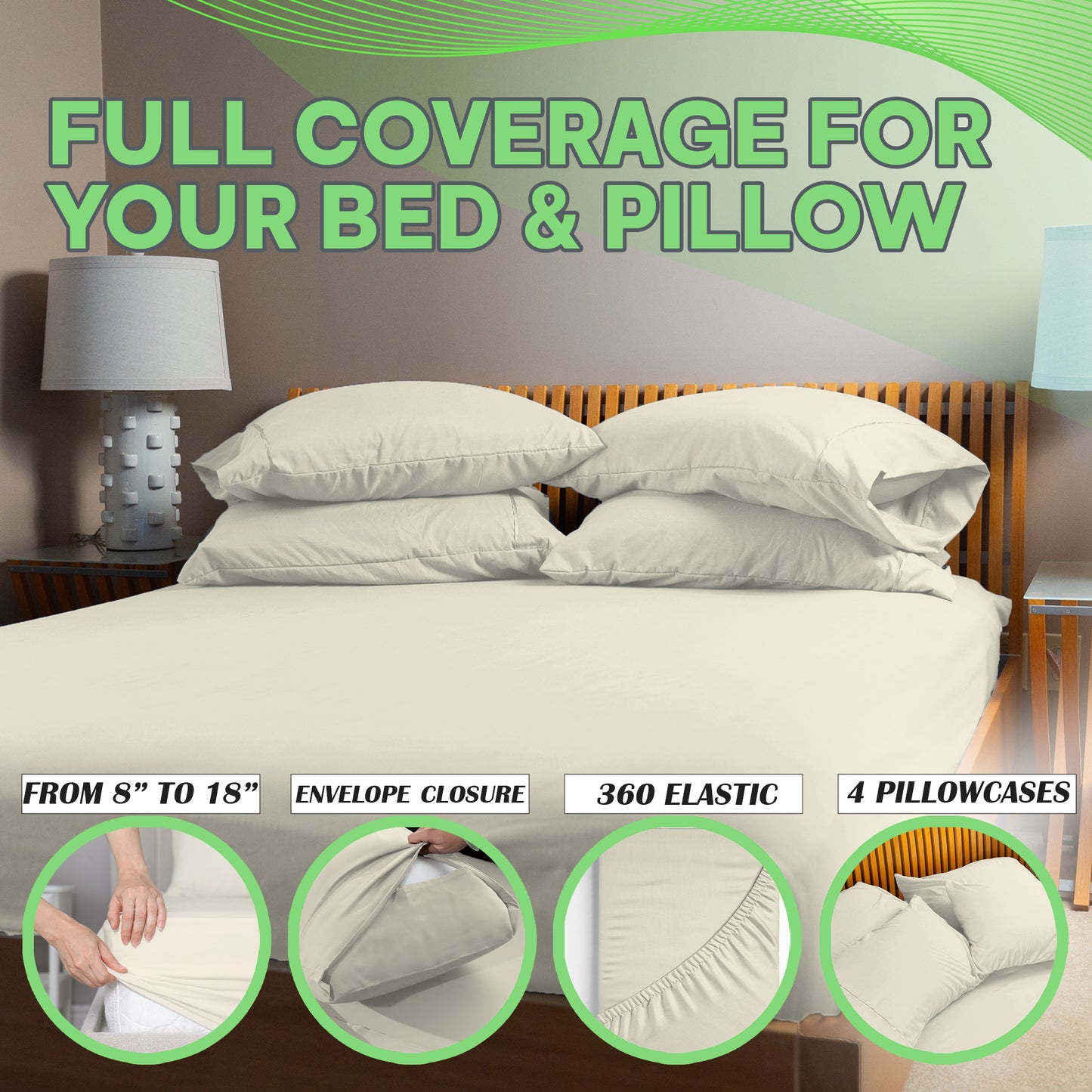 Sacred Thread 4 PC Bamboo Sheet Set (TWIN XL SIZE) - Bedding & Pillowcase Set w/ Deep Pockets - Silky Soft Hotel Bedding - Wrinkle Free & Fade Resistant - Cooling, Durable & Breathable