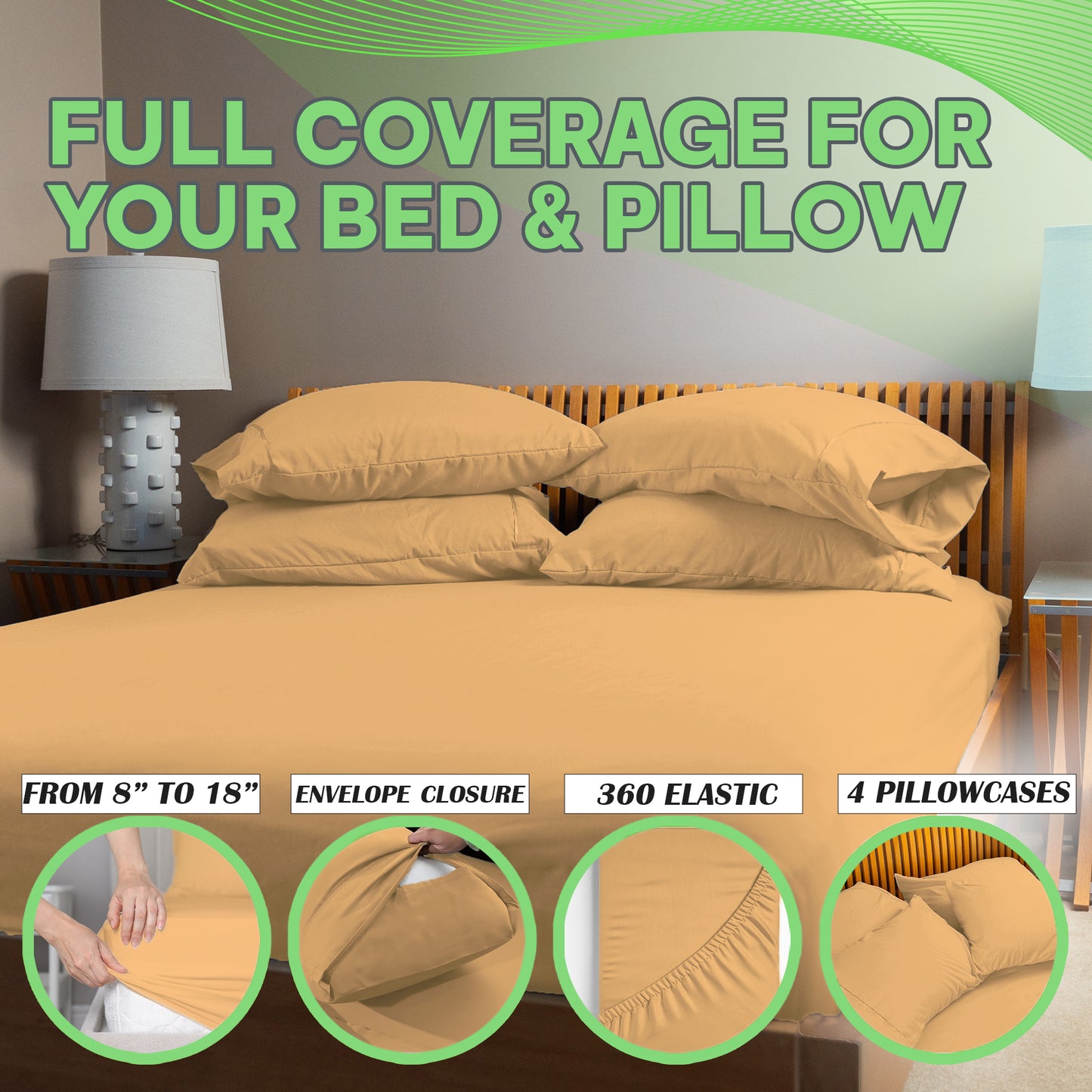 Sacred Thread 4 PC Bamboo Sheet Set (TWIN XL SIZE) - Bedding & Pillowcase Set w/ Deep Pockets - Silky Soft Hotel Bedding - Wrinkle Free & Fade Resistant - Cooling, Durable & Breathable