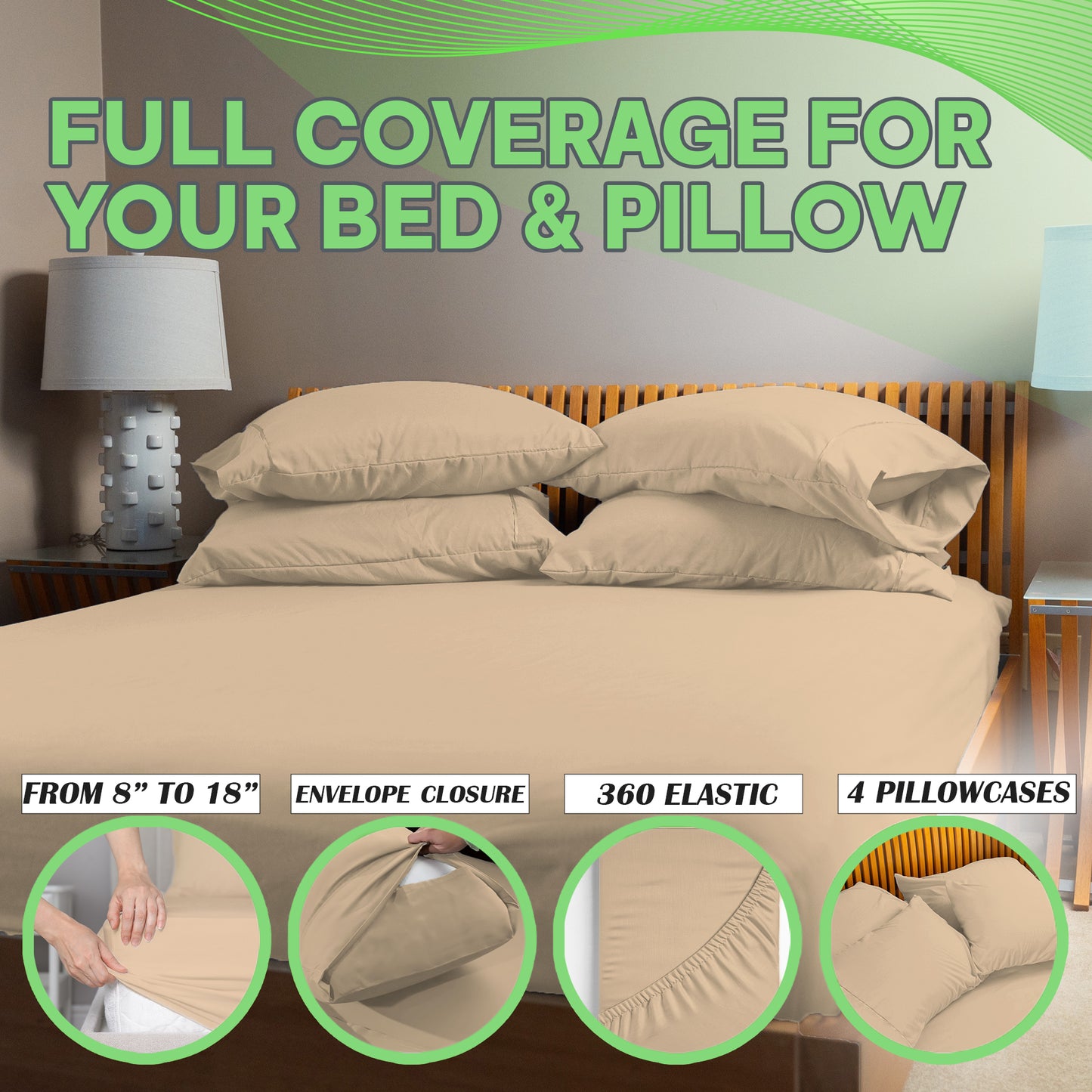 Sacred Thread 4 PC Bamboo Sheet Set (TWIN XL SIZE) - Bedding & Pillowcase Set w/ Deep Pockets - Silky Soft Hotel Bedding - Wrinkle Free & Fade Resistant - Cooling, Durable & Breathable