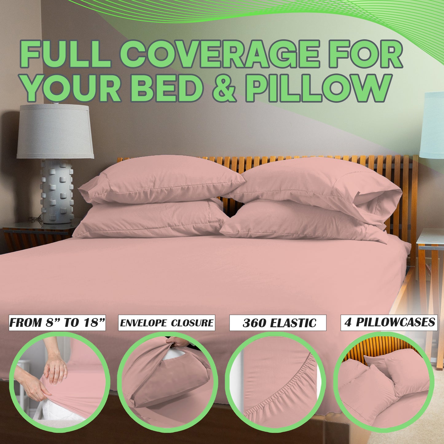 Sacred Thread 4 PC Bamboo Sheet Set (TWIN XL SIZE) - Bedding & Pillowcase Set w/ Deep Pockets - Silky Soft Hotel Bedding - Wrinkle Free & Fade Resistant - Cooling, Durable & Breathable