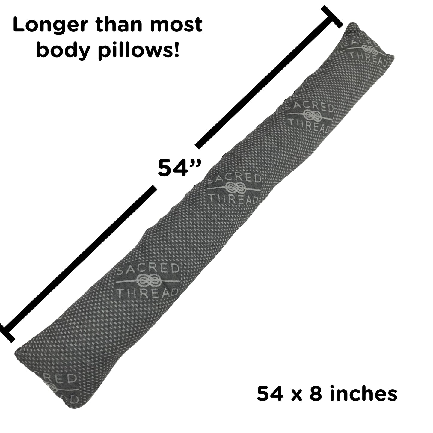 Sacred Thread Cylinder Body Pillow, Premium Memory Foam, Pregnancy Pillow with Soft, Cool Removeable Cover, for Side Sleepers, 54"x8"