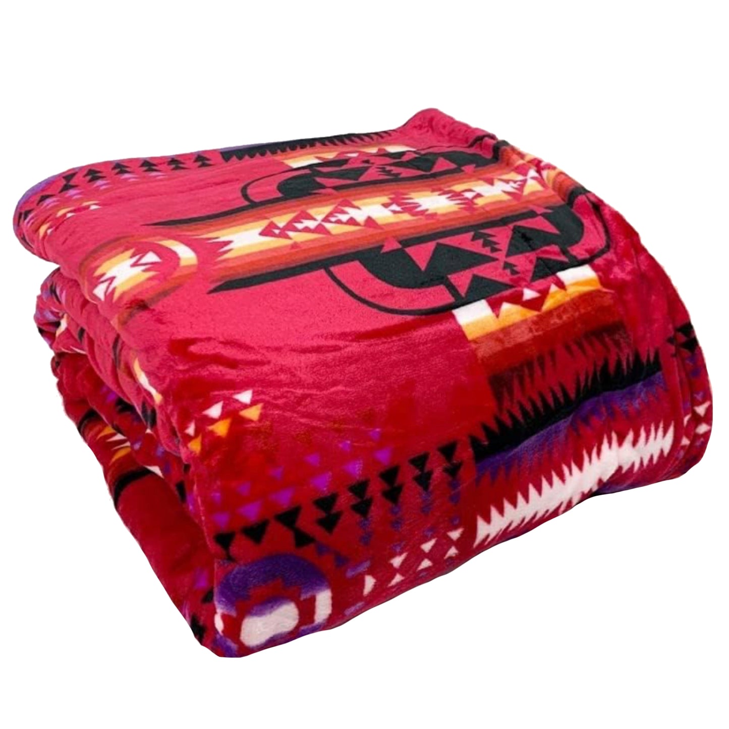 Sacred Thread Sherpa Fleece Blanket, Southwestern Aztec Queen Blanket, Native American Throw Blanket for Sofa & Bed, Choose from 10 Colors and 4 Sizes