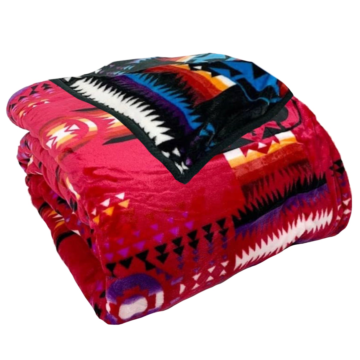 Sacred Thread Sherpa Fleece Blanket, Southwestern Aztec Queen Blanket, Native American Throw Blanket for Sofa & Bed, Choose from 10 Colors and 4 Sizes