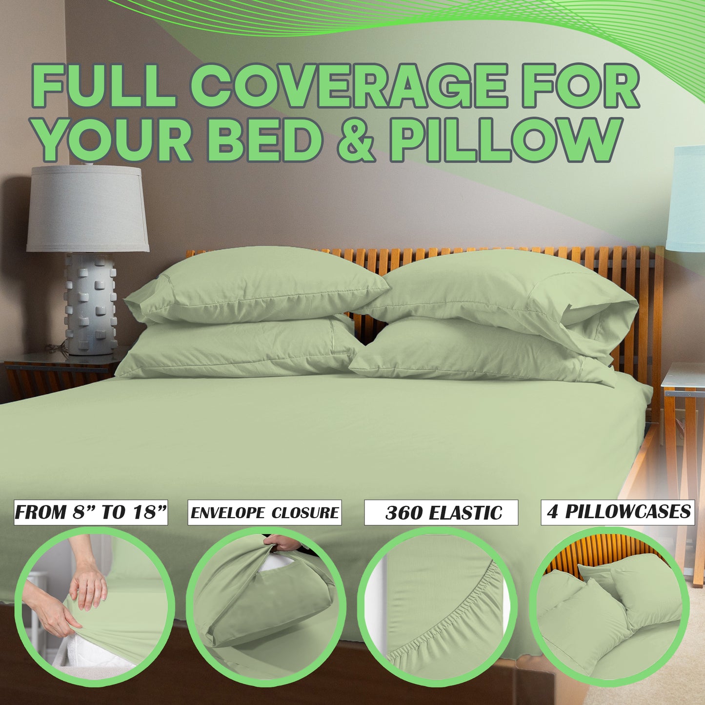 Sacred Thread 4 PC Bamboo Sheet Set (TWIN XL SIZE) - Bedding & Pillowcase Set w/ Deep Pockets - Silky Soft Hotel Bedding - Wrinkle Free & Fade Resistant - Cooling, Durable & Breathable