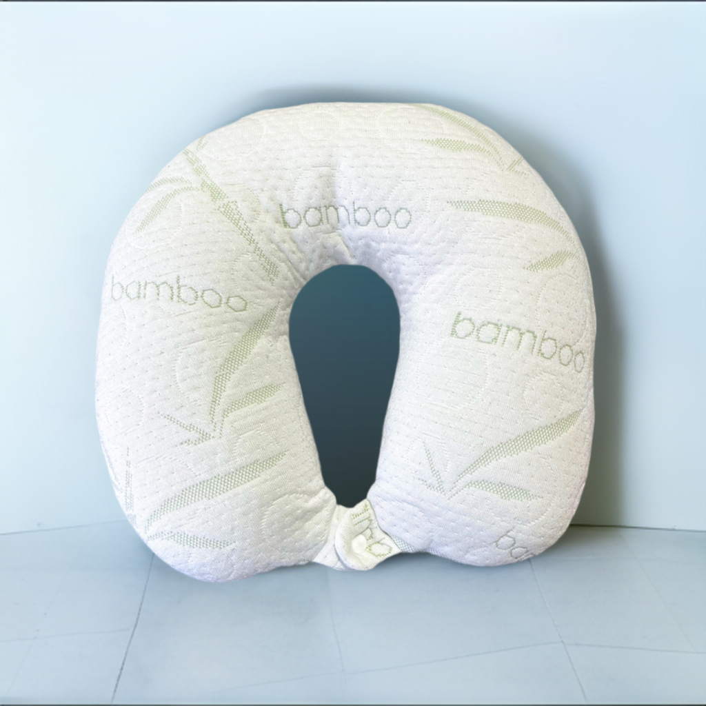 Sacred Thread Travel Pillow - Head and Neck Support Pillow for Traveling, Great for Airplanes, Cars, Buses, and Trains - Bamboo Cover