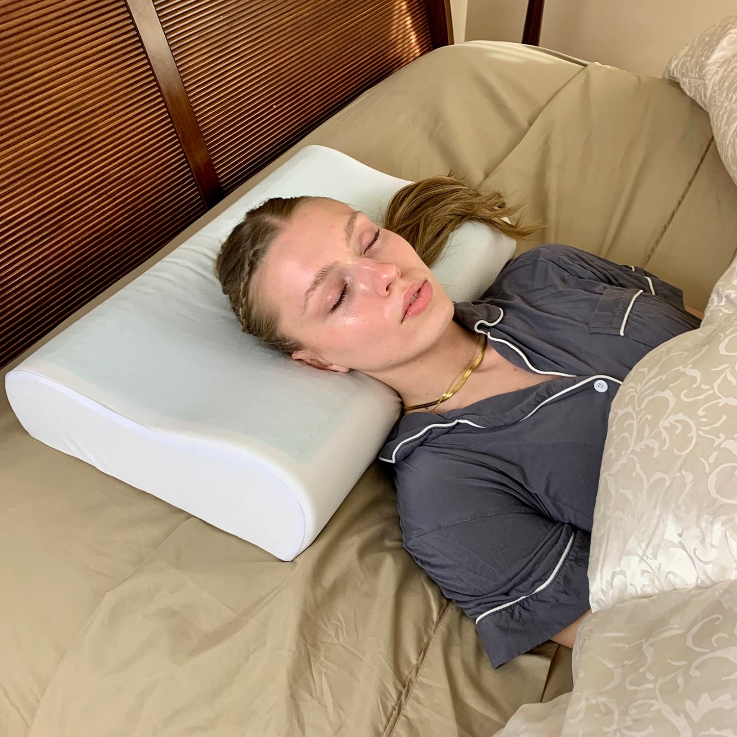 Sacred Thread Memory Foam Pillow with Cooling Gel, Orthopedic Pillow for Side, Back, and Stomach Sleepers, Supportive and Comfortable Memory Foam