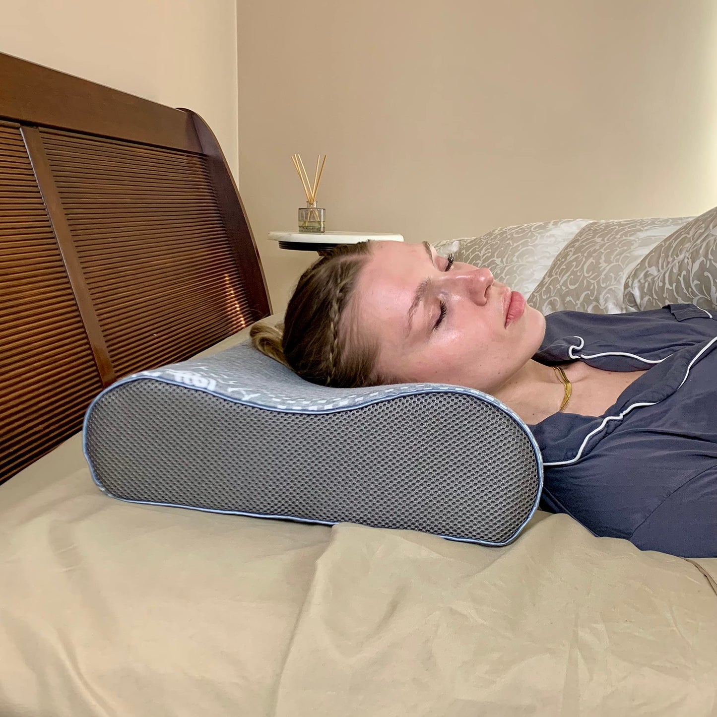 Sacred Thread Contour Memory Foam Pillow, for Neck Pain, Orthopedic Pillow with Cooling Cover, Great for Side Sleepers, Back and Stomach Sleepers