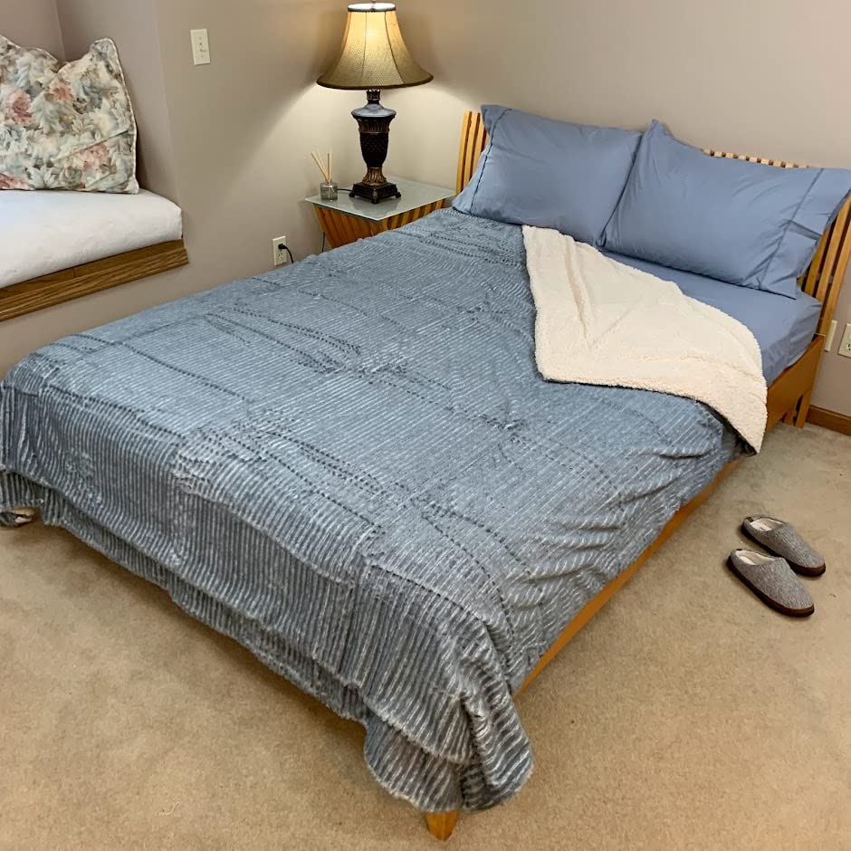 Sacred Thread Sherpa Fleece Blanket, Super Fuzzy, Soft and Cozy Queen Blanket, Plush Throw Blanket for Sofa, Couch and Bed, Reversible Winter Blanket, 25+ Designs Available