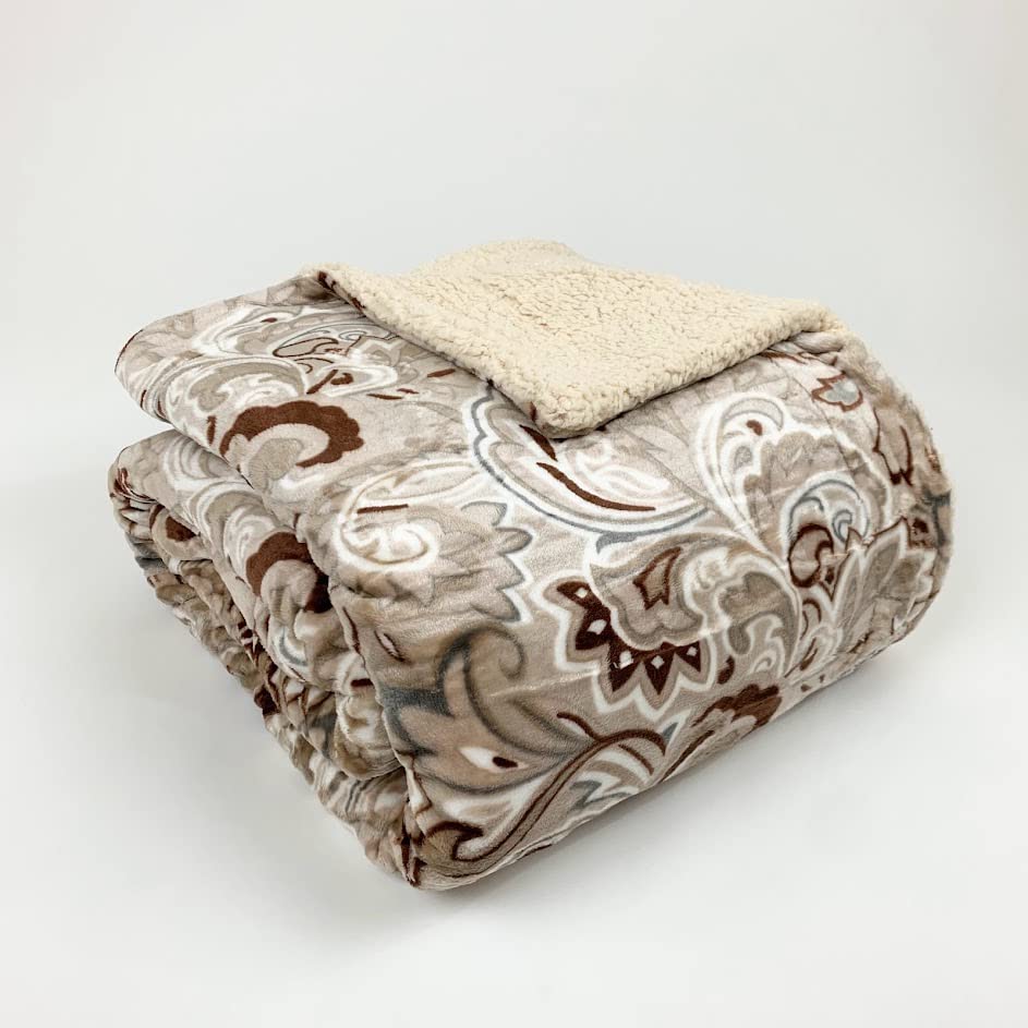Sacred Thread Sherpa Fleece Blanket, Super Fuzzy, Soft and Cozy Queen Blanket, Plush Throw Blanket for Sofa, Couch and Bed, Reversible Winter Blanket, 25+ Designs Available