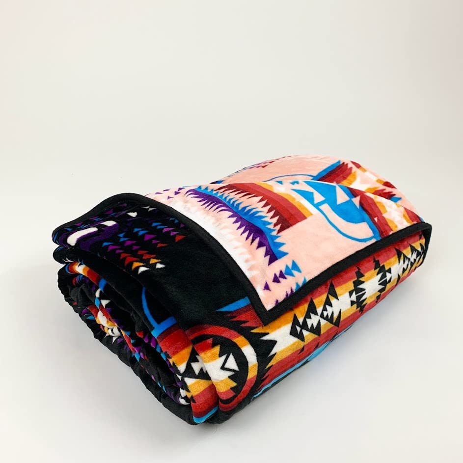 Sacred Thread Sherpa Fleece Blanket, Southwestern Aztec Throw