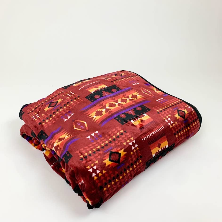 Sacred Thread Sherpa Fleece Blanket, Southwestern Aztec Throw
