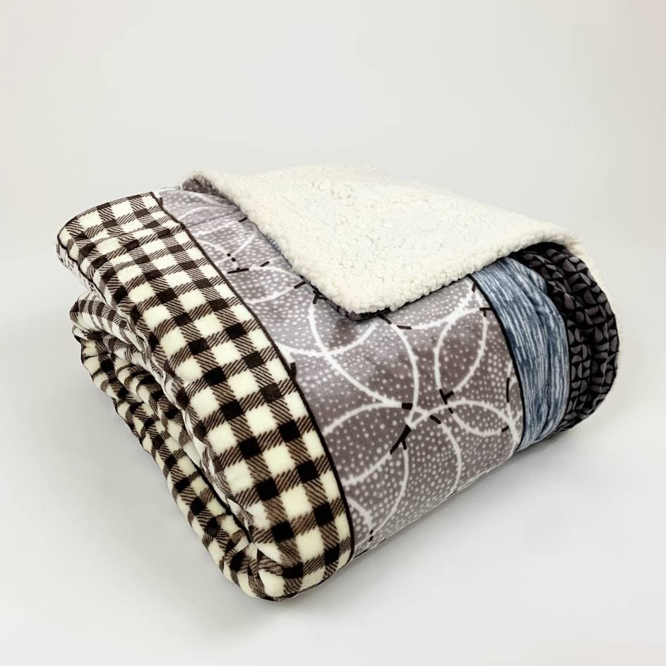 Sacred Thread Sherpa Fleece Blanket, Super Fuzzy, Soft and Cozy Queen Blanket, Plush Throw Blanket for Sofa, Couch and Bed, Reversible Winter Blanket, 25+ Designs Available