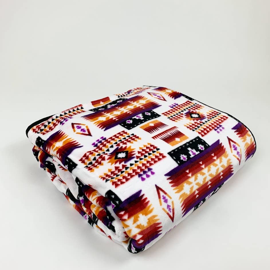 Sacred Thread Sherpa Fleece Blanket, Southwestern Aztec Throw