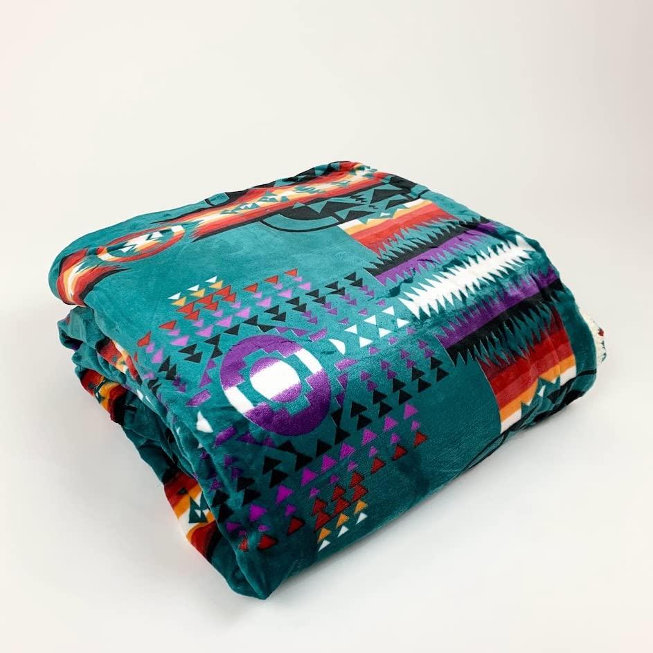 Sacred Thread Sherpa Fleece Blanket, Southwestern Aztec Throw