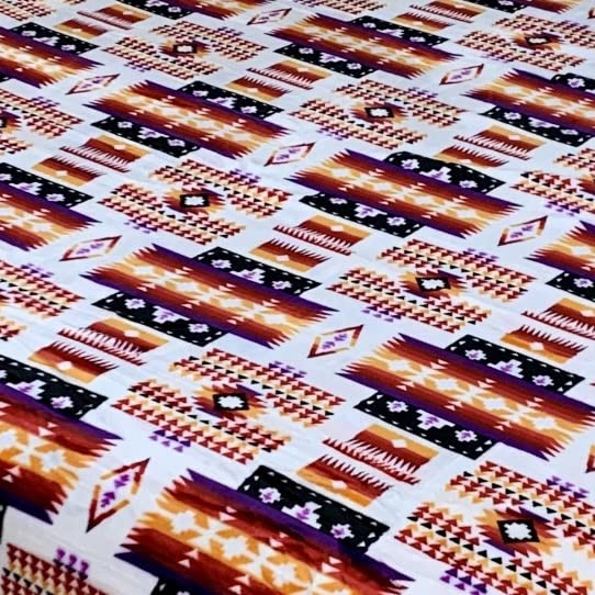 Sacred Thread Sherpa Fleece Blanket, Southwestern Aztec Throw