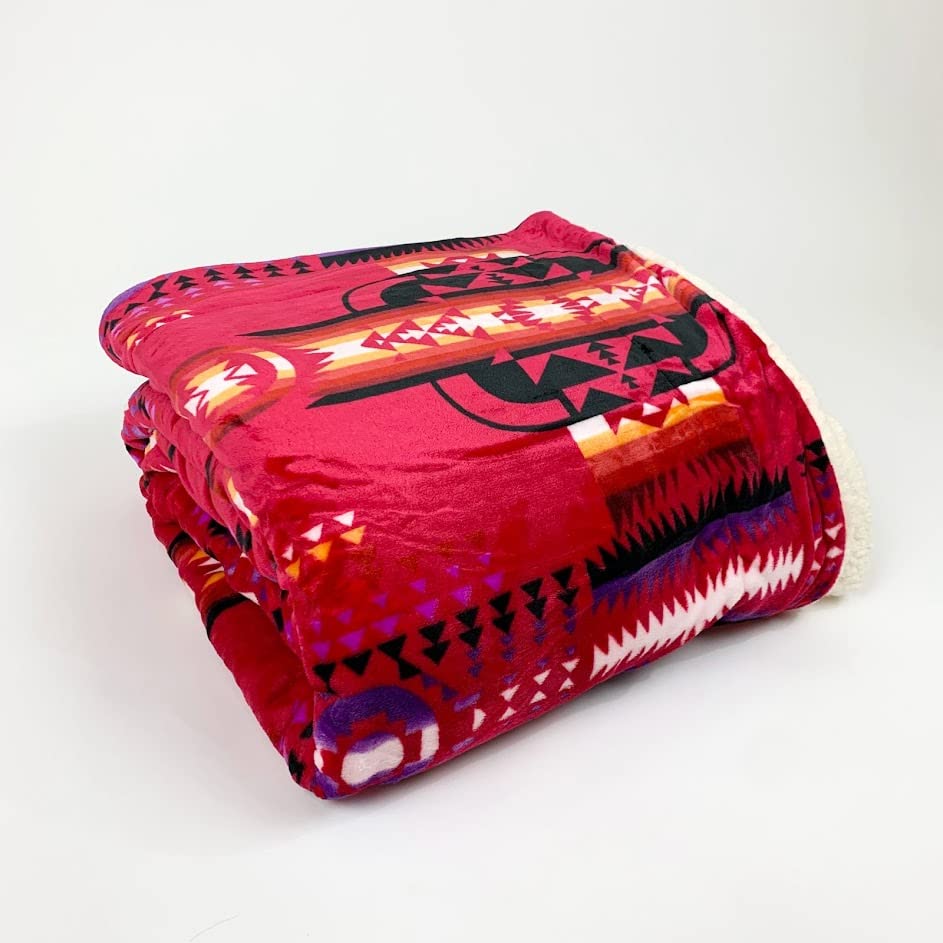 Sacred Thread Sherpa Fleece Blanket, Southwestern Aztec Throw