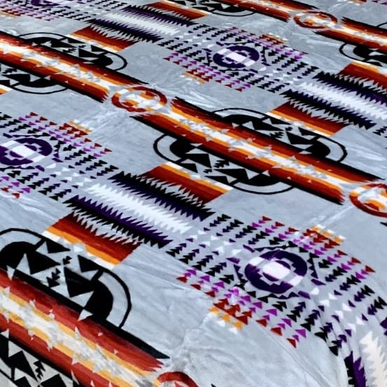 Sacred Thread Sherpa Fleece Blanket, Southwestern Aztec Throw