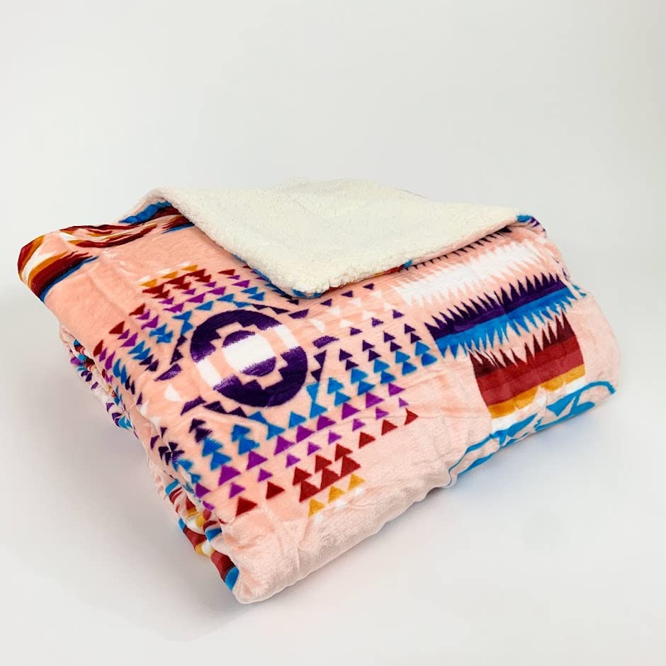 Sacred Thread Sherpa Fleece Blanket, Southwestern Aztec Queen Blanket, Native American Throw Blanket for Sofa & Bed, Choose from 10 Colors and 4 Sizes