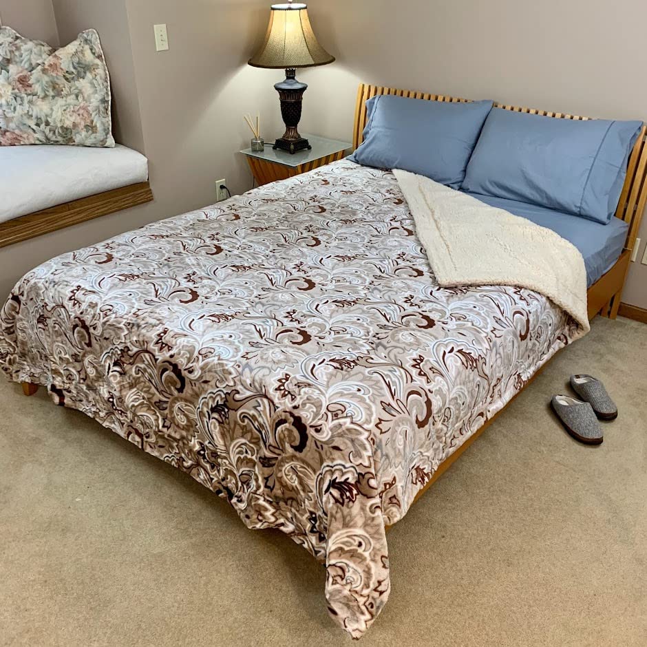 Sacred Thread Sherpa Fleece Blanket, Super Fuzzy, Soft and Cozy Queen Blanket, Plush Throw Blanket for Sofa, Couch and Bed, Reversible Winter Blanket, 25+ Designs Available