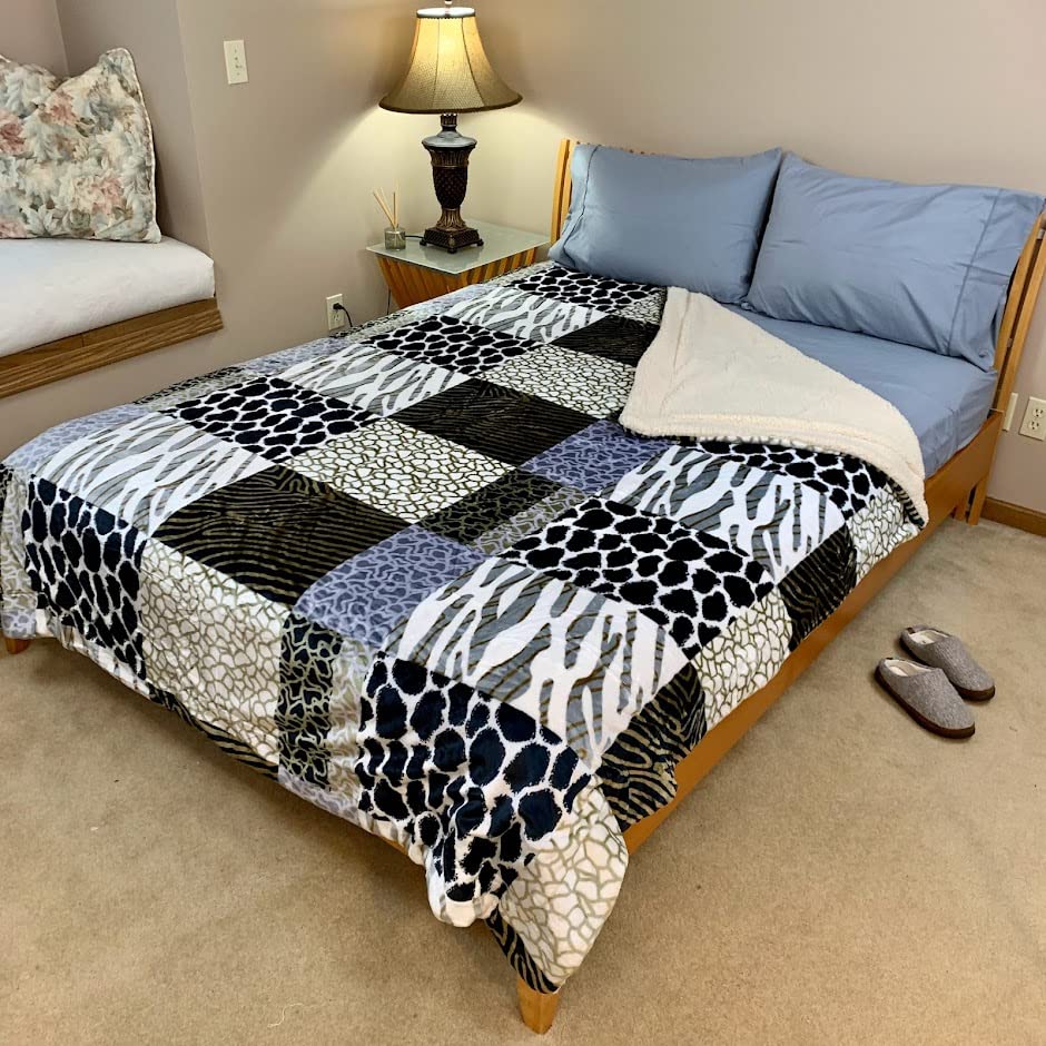 Sacred Thread Sherpa Fleece Blanket, Super Fuzzy, Soft and Cozy Queen Blanket, Plush Throw Blanket for Sofa, Couch and Bed, Reversible Winter Blanket, 25+ Designs Available