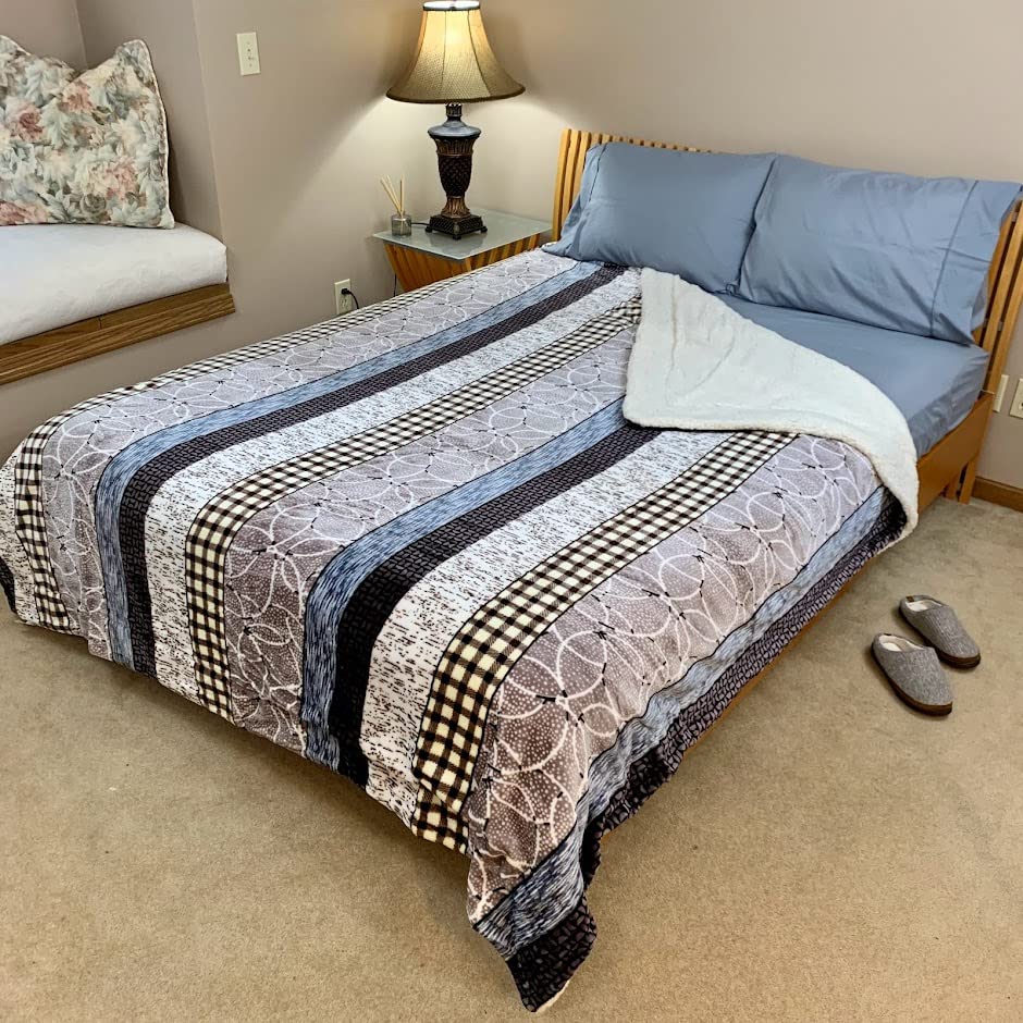 Sacred Thread Sherpa Fleece Blanket, Super Fuzzy, Soft and Cozy Queen Blanket, Plush Throw Blanket for Sofa, Couch and Bed, Reversible Winter Blanket, 25+ Designs Available