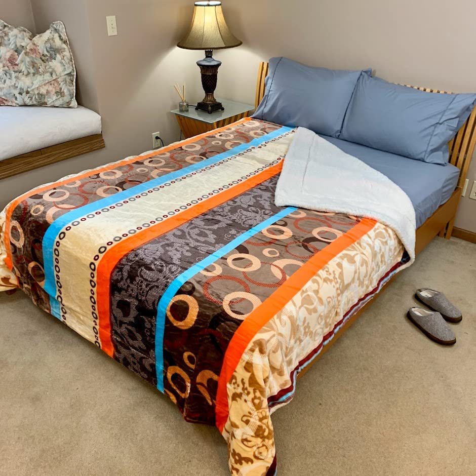 Sacred Thread Sherpa Fleece Blanket, Super Fuzzy, Soft and Cozy Queen Blanket, Plush Throw Blanket for Sofa, Couch and Bed, Reversible Winter Blanket, 25+ Designs Available