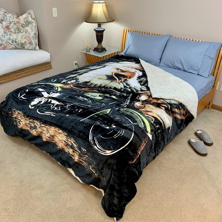 Sacred Thread Sherpa Fleece Blanket, Super Fuzzy, Soft and Cozy Queen Blanket, Plush Throw Blanket for Sofa, Couch and Bed, Reversible Winter Blanket, 25+ Designs Available