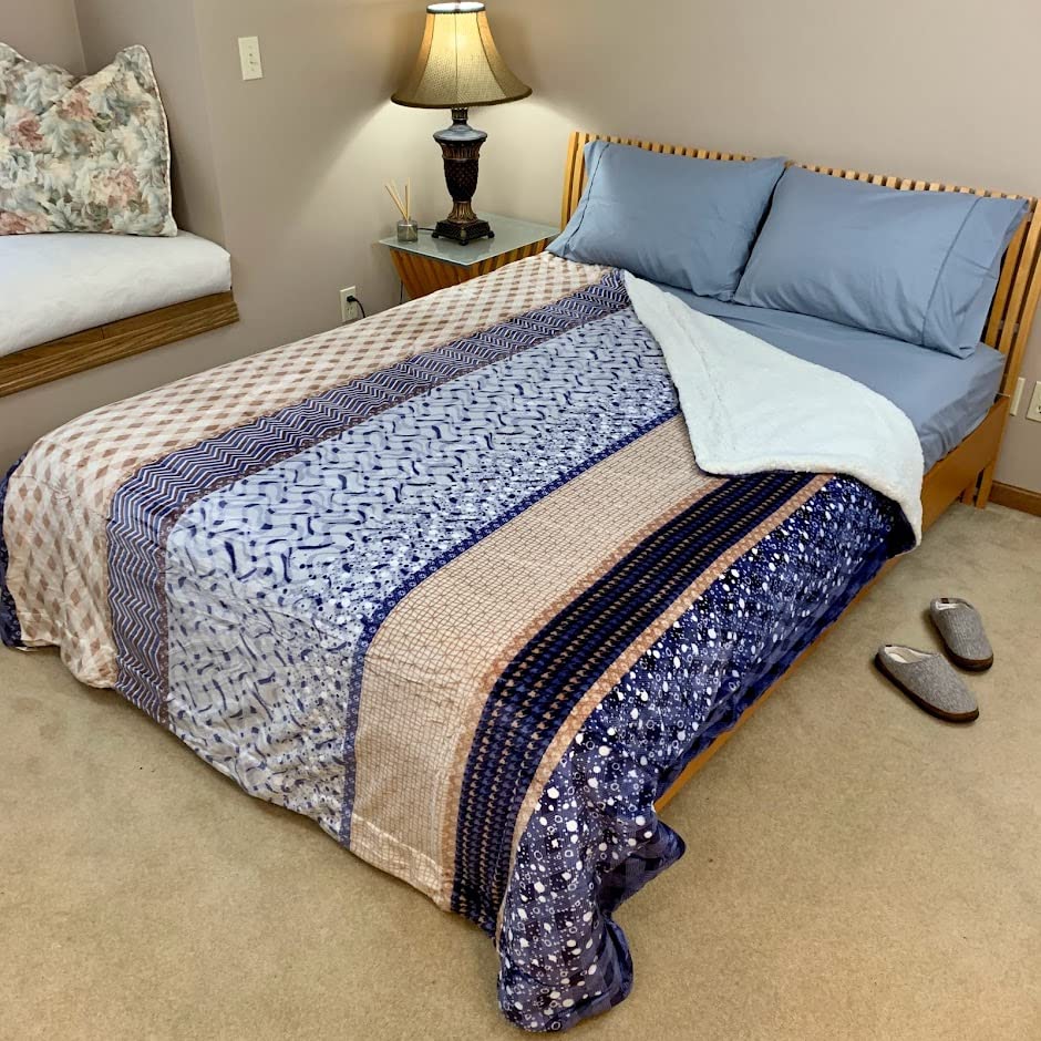 Sacred Thread Sherpa Fleece Blanket, Super Fuzzy, Soft and Cozy Queen Blanket, Plush Throw Blanket for Sofa, Couch and Bed, Reversible Winter Blanket, 25+ Designs Available