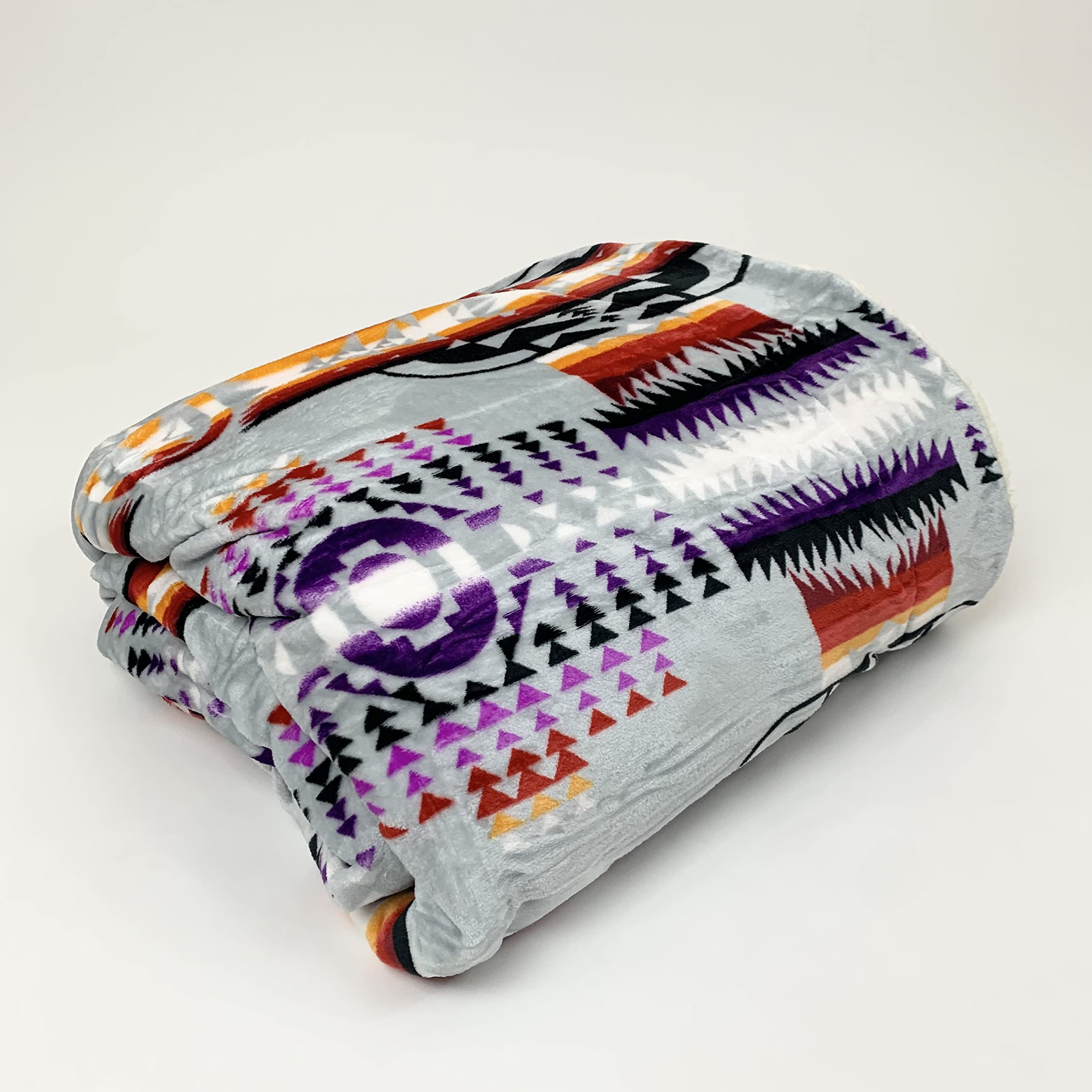 Sacred Thread Sherpa Fleece Blanket, Southwestern Aztec Throw