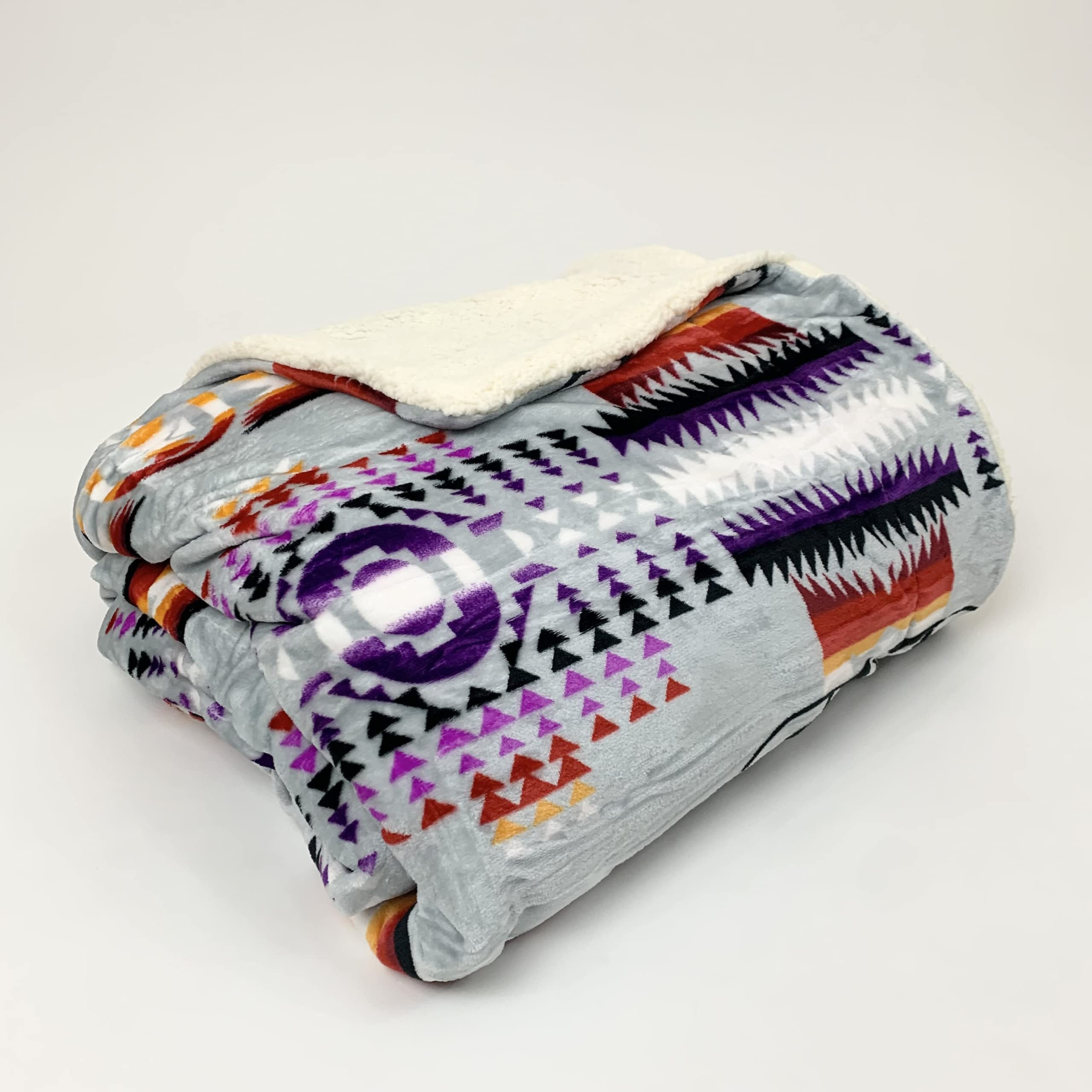 Sacred Thread Sherpa Fleece Blanket, Southwestern Aztec Throw