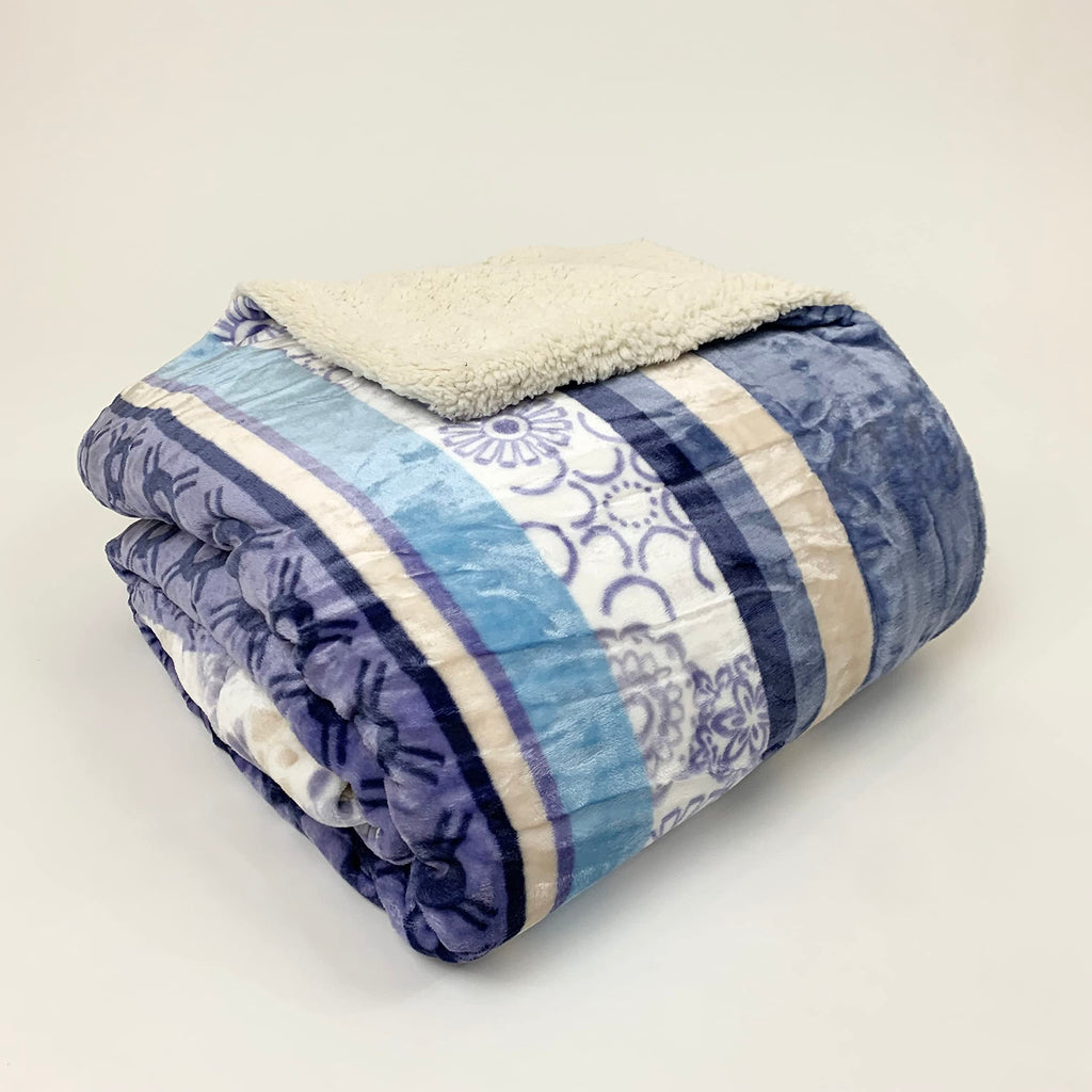Sacred Thread Sherpa Fleece Blanket, Super Fuzzy, Soft and Cozy Queen Blanket, Plush Throw Blanket for Sofa, Couch and Bed, Reversible Winter Blanket, 25+ Designs Available