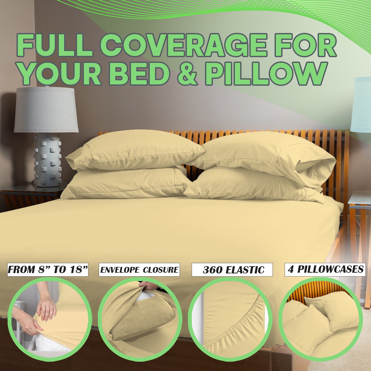 Sacred Thread 4 PC Bamboo Sheet Set (TWIN XL SIZE) - Bedding & Pillowcase Set w/ Deep Pockets - Silky Soft Hotel Bedding - Wrinkle Free & Fade Resistant - Cooling, Durable & Breathable