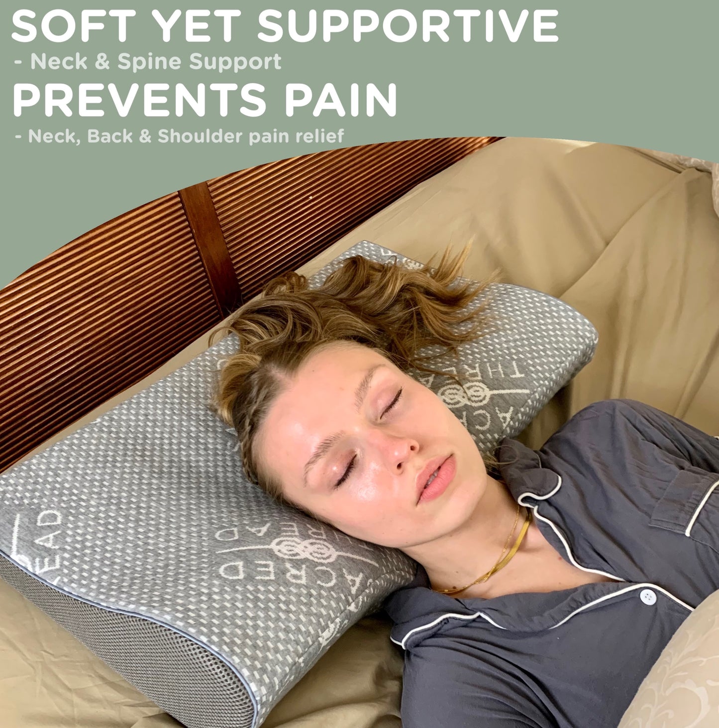 Sacred Thread Contour Memory Foam Pillow,  for Neck Pain, Orthopedic Pillow with Cooling Cover, Great for Side Sleepers, Back and Stomach Sleepers