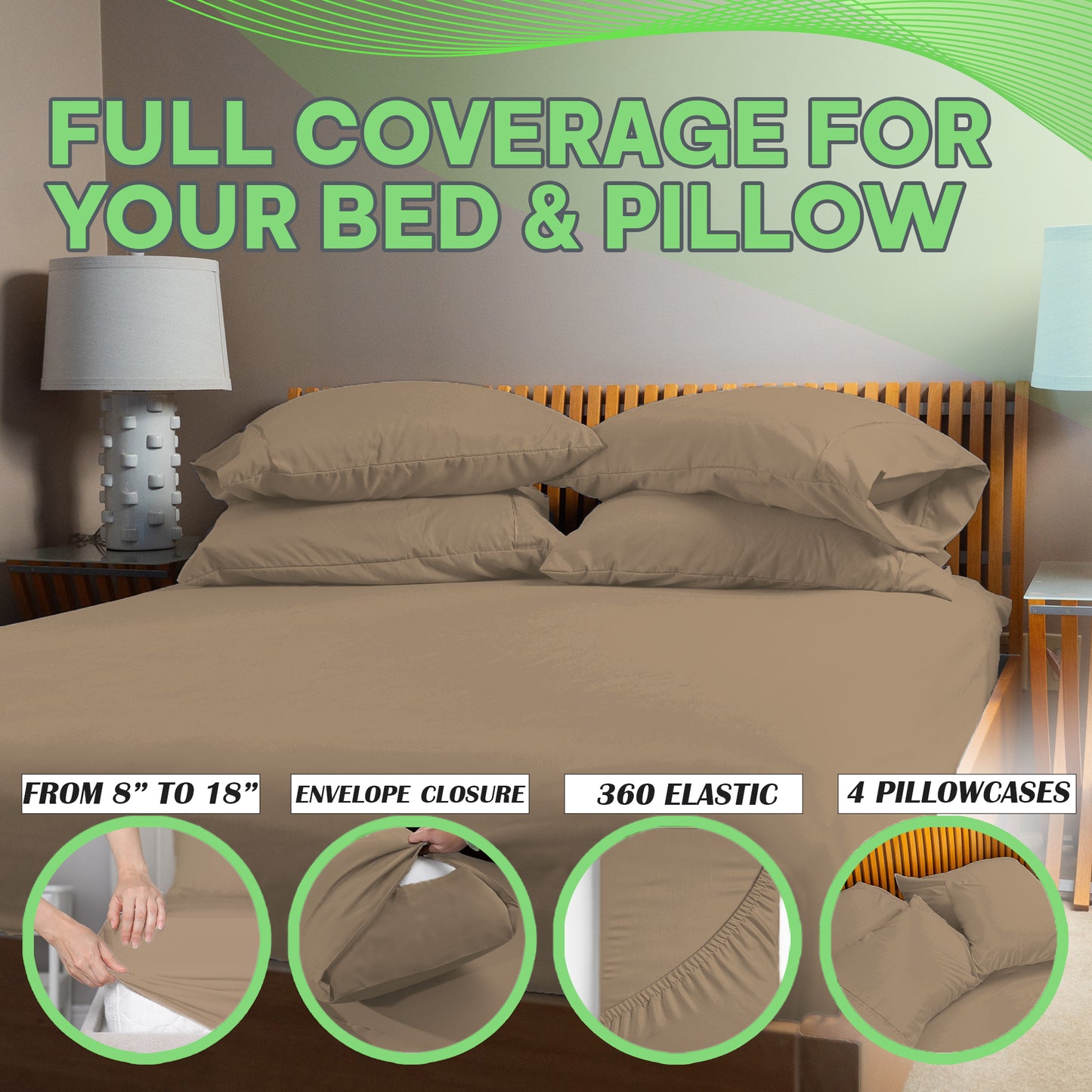 Sacred Thread 4 PC Bamboo Sheet Set (TWIN XL SIZE) - Bedding & Pillowcase Set w/ Deep Pockets - Silky Soft Hotel Bedding - Wrinkle Free & Fade Resistant - Cooling, Durable & Breathable
