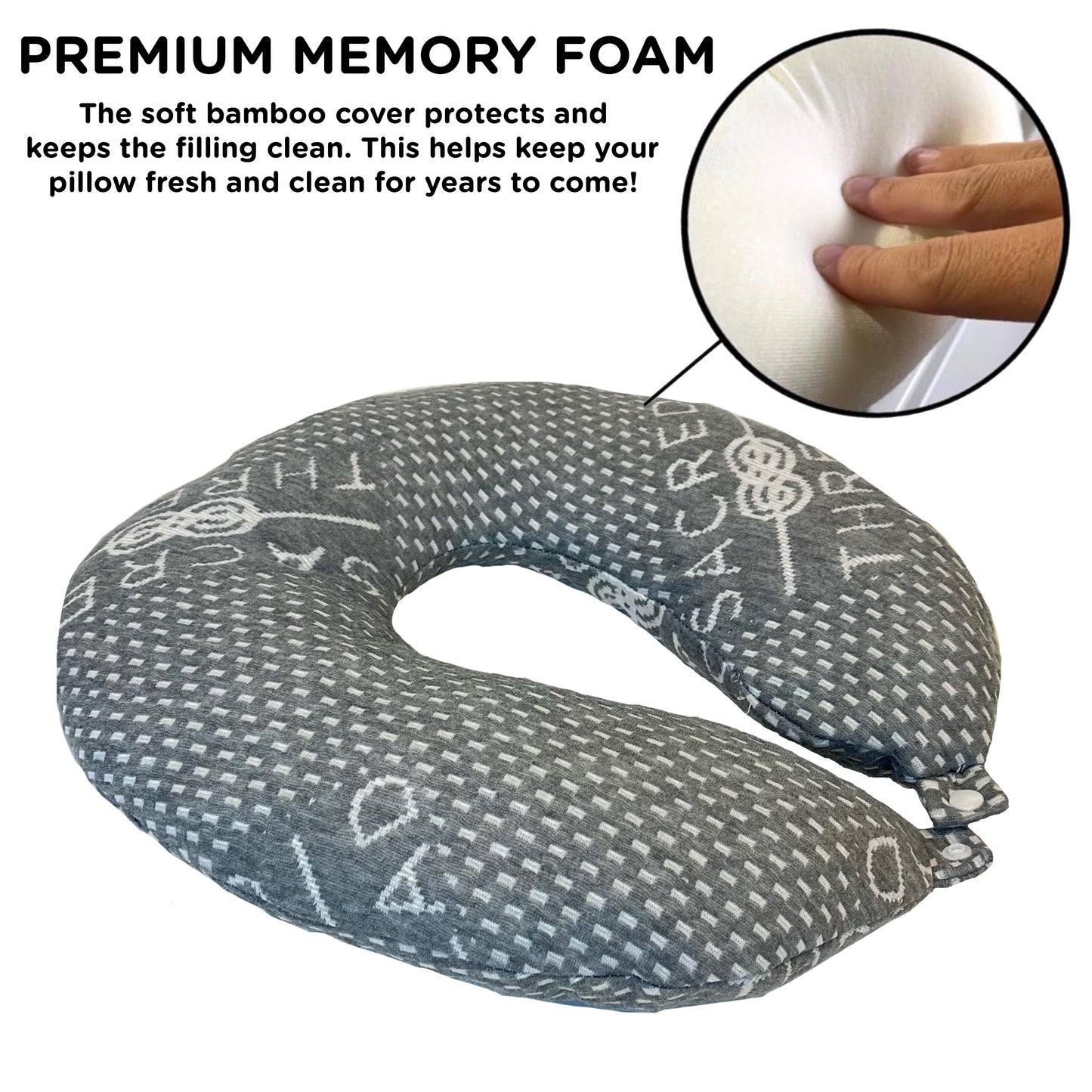 Copy of Sacred Thread Travel Pillow - Head and Neck Support Pillow for Traveling, Great for Airplanes, Cars, Buses, and Trains - U-Shaped Pillow - Long Lasting Foam and Cooling Rayon Made from Bamboo Cover
