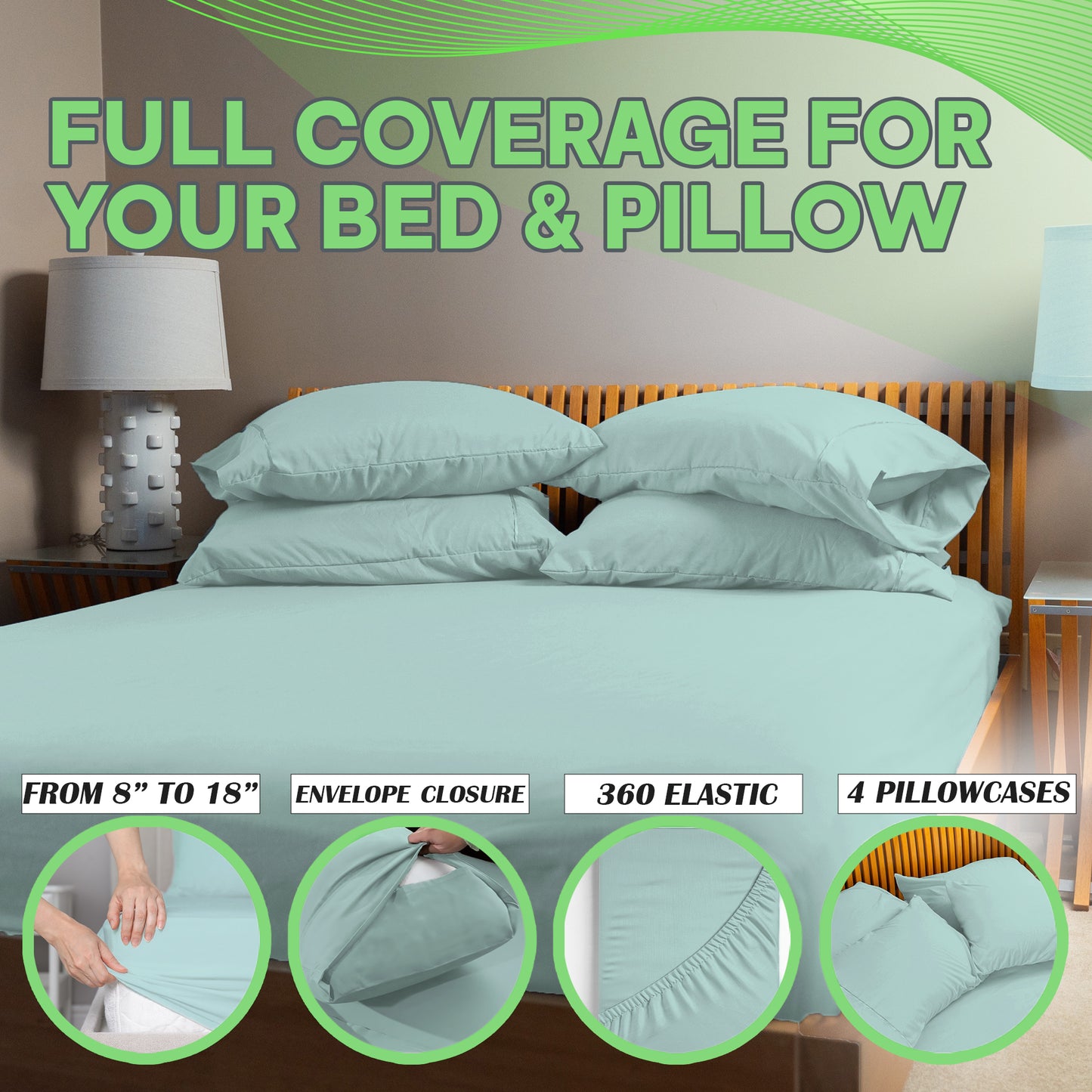 Sacred Thread 4 PC Bamboo Sheet Set (TWIN XL SIZE) - Bedding & Pillowcase Set w/ Deep Pockets - Silky Soft Hotel Bedding - Wrinkle Free & Fade Resistant - Cooling, Durable & Breathable