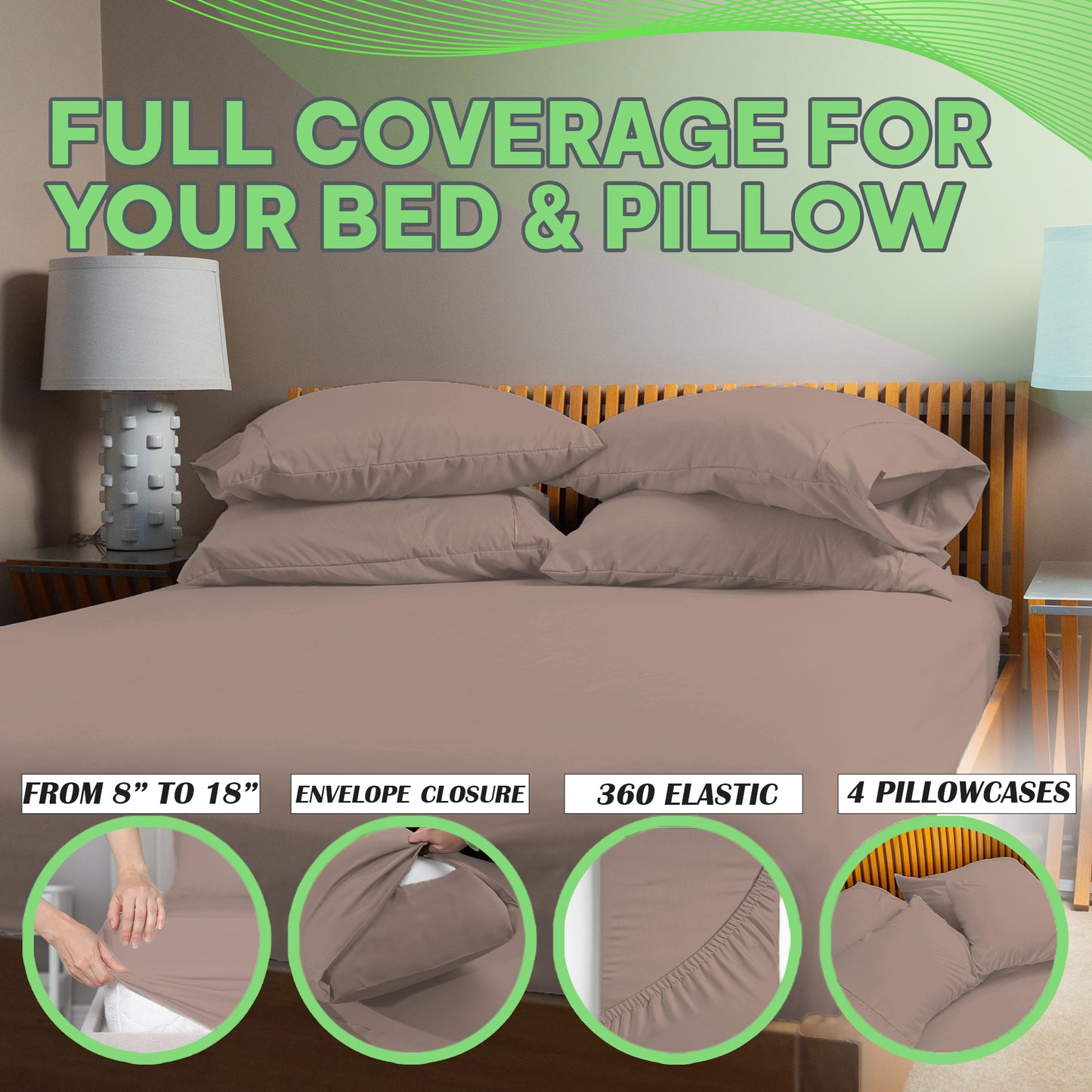 Sacred Thread 4 PC Bamboo Sheet Set (TWIN XL SIZE) - Bedding & Pillowcase Set w/ Deep Pockets - Silky Soft Hotel Bedding - Wrinkle Free & Fade Resistant - Cooling, Durable & Breathable