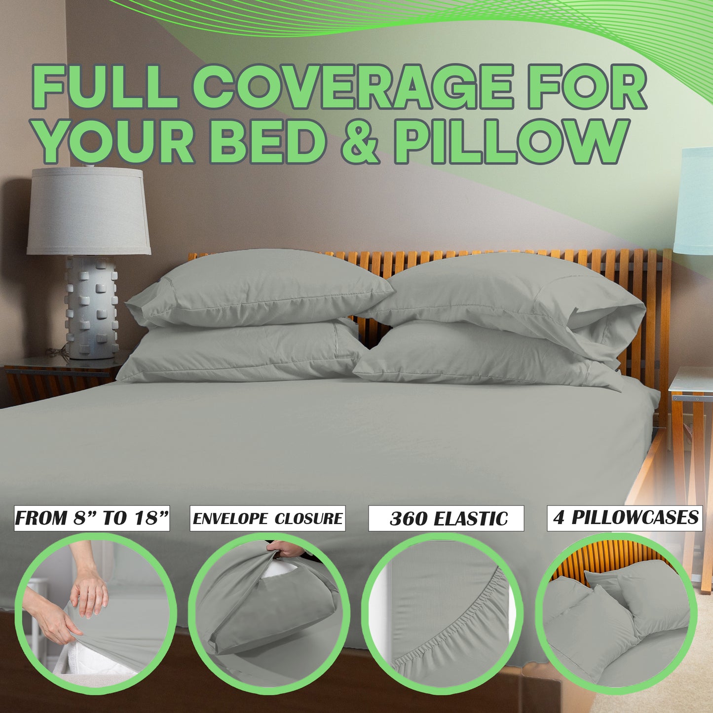 Sacred Thread 4 PC Bamboo Sheet Set (TWIN XL SIZE) - Bedding & Pillowcase Set w/ Deep Pockets - Silky Soft Hotel Bedding - Wrinkle Free & Fade Resistant - Cooling, Durable & Breathable