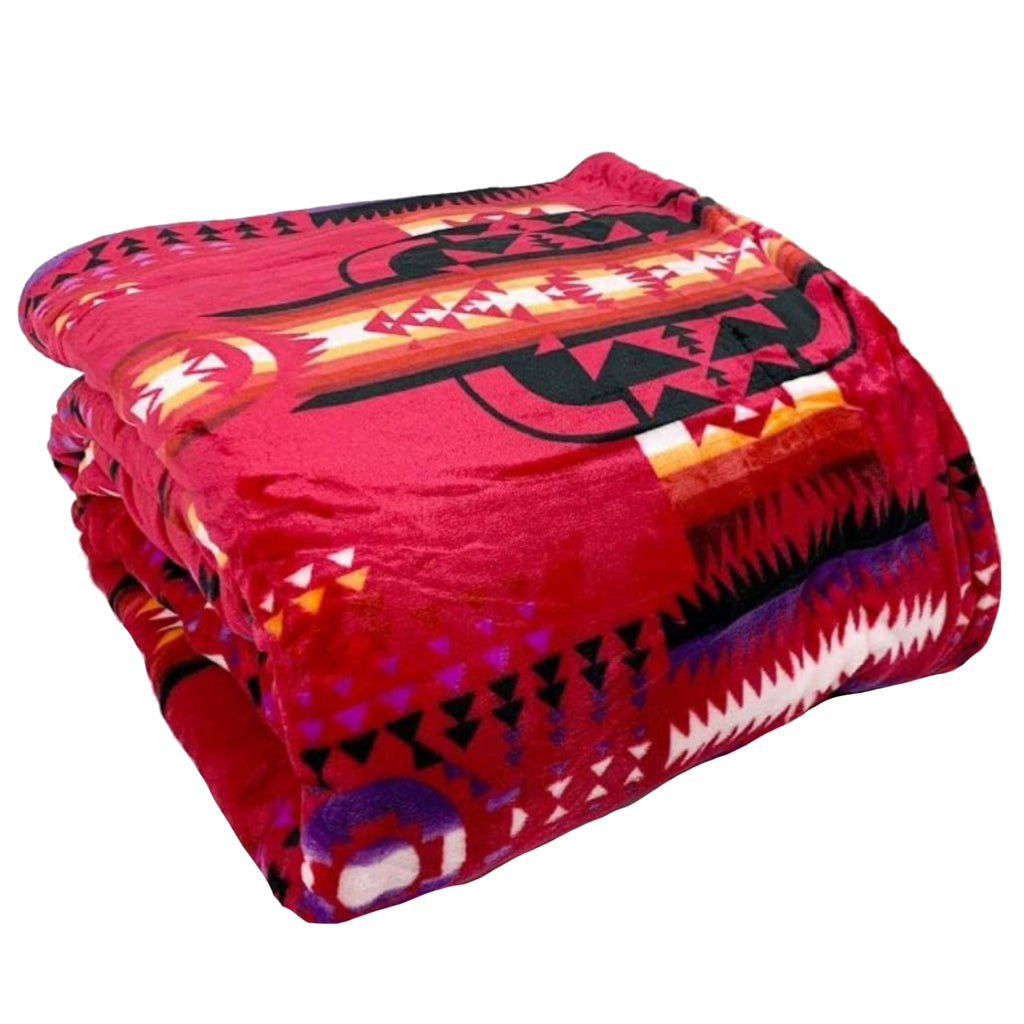 Sacred Thread Sherpa Fleece Blanket, Southwestern Aztec Throw