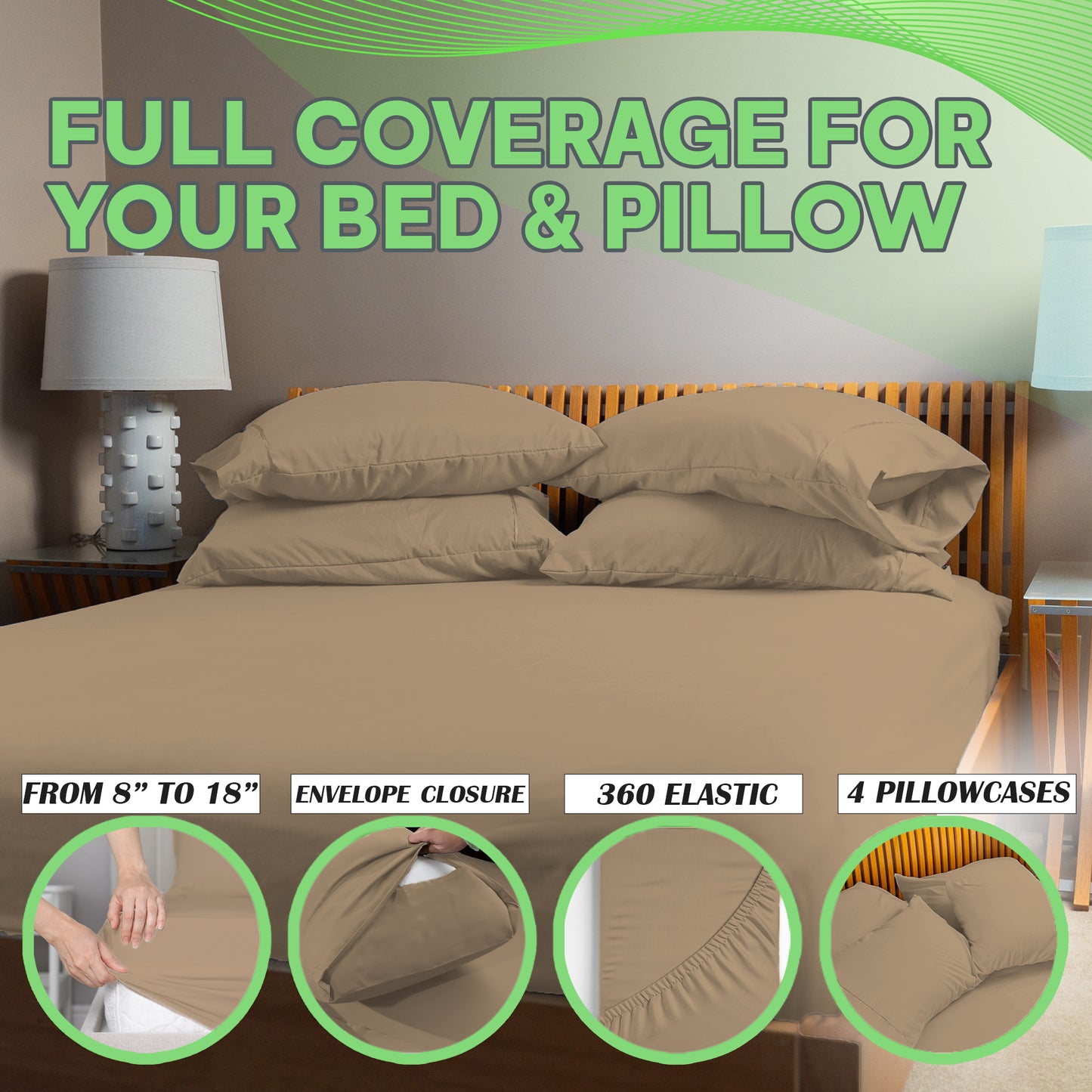Sacred Thread 4 PC Bamboo Sheet Set (TWIN XL SIZE) - Bedding & Pillowcase Set w/ Deep Pockets - Silky Soft Hotel Bedding - Wrinkle Free & Fade Resistant - Cooling, Durable & Breathable