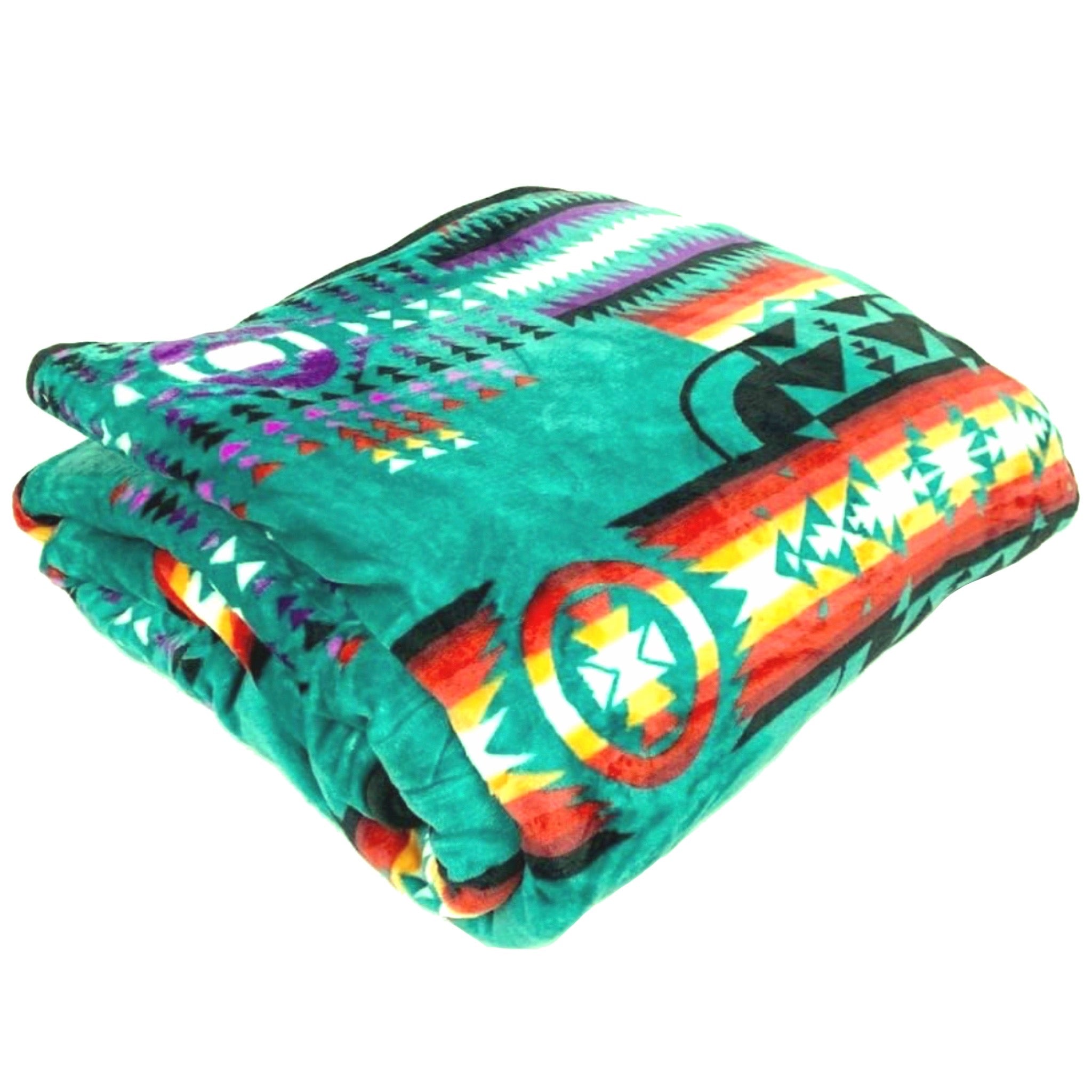 Sacred Thread Sherpa Fleece Blanket, Southwestern Aztec Throw